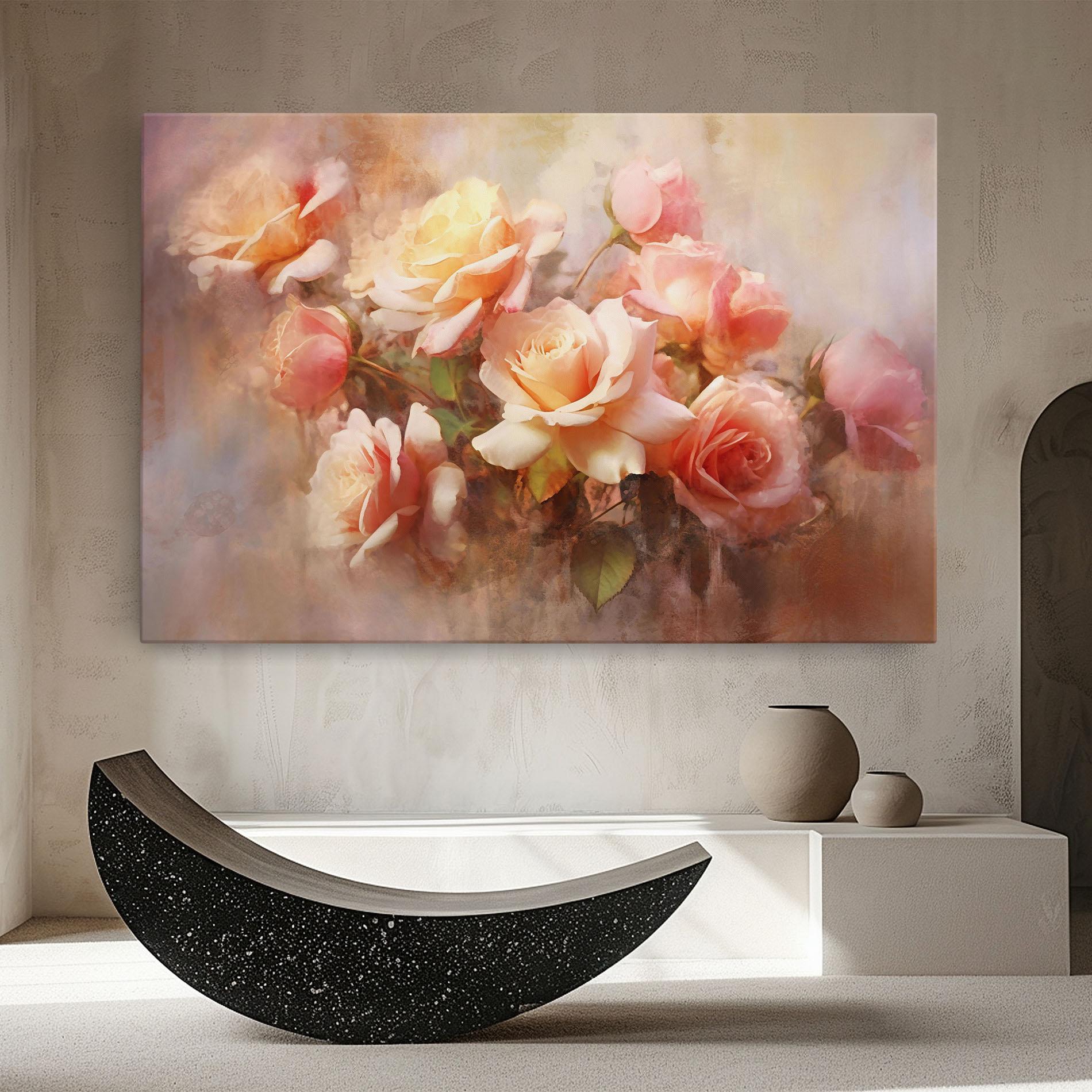 Leinwandbild Roses Bouquet Painting mockup 8