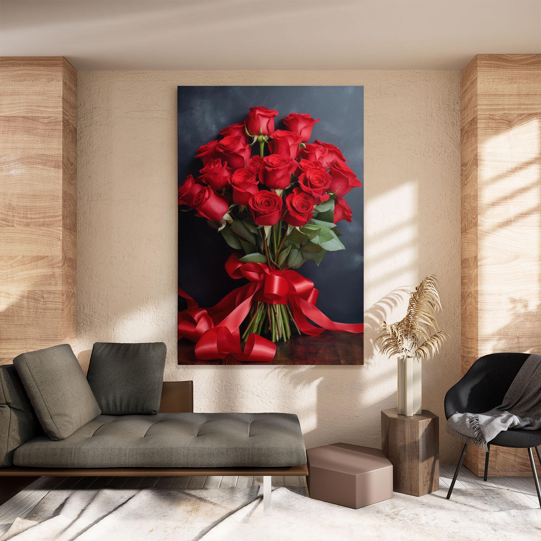 Leinwandbild Beautiful Red Roses Bouquet mockup 8