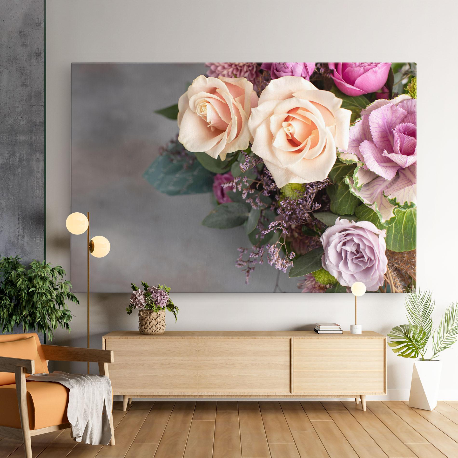 Leinwandbild Cream Purple Bouquet mockup 9