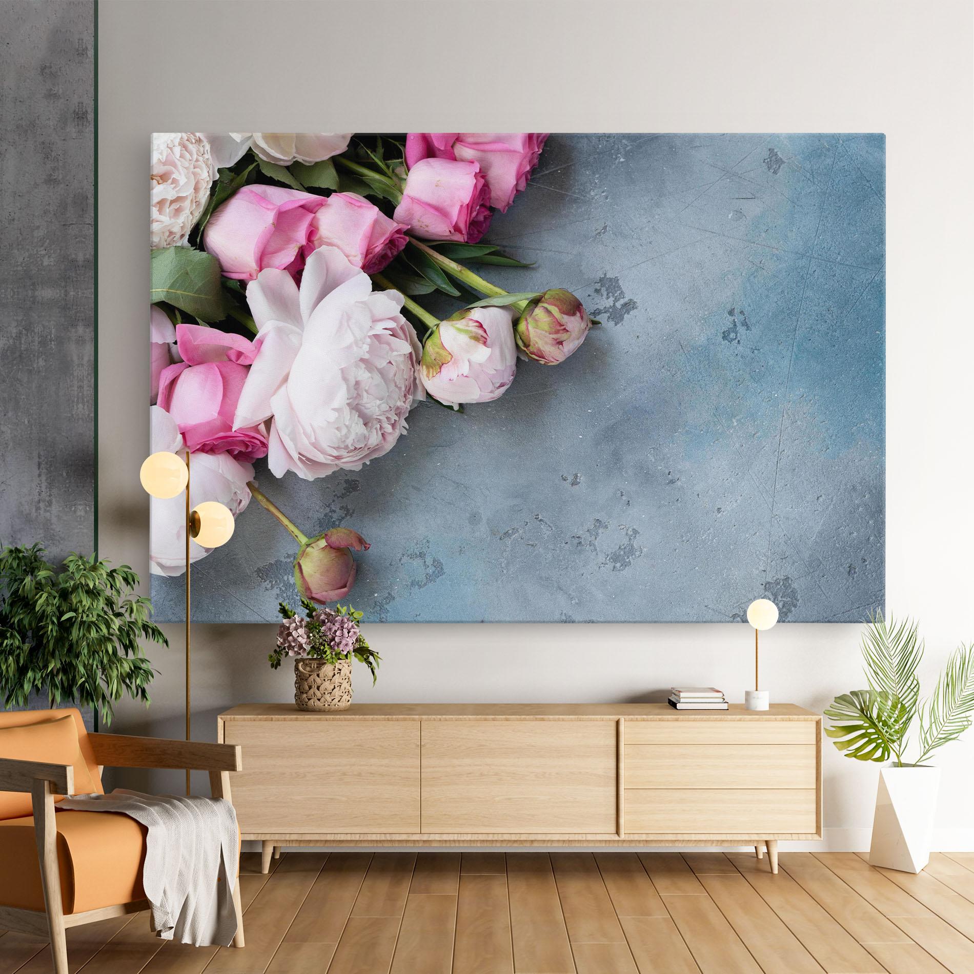 Leinwandbild Cute Pink Peonies mockup 9