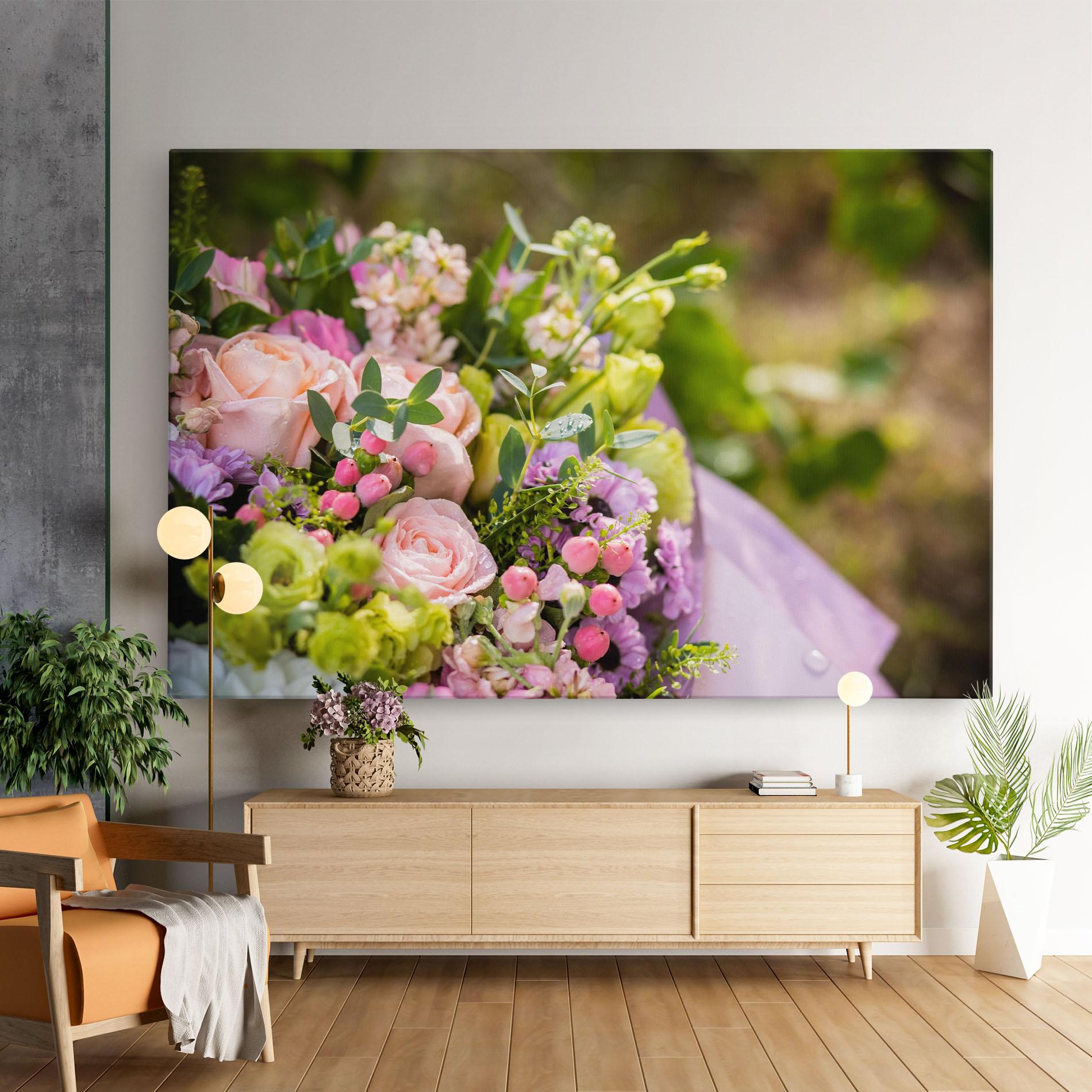 Leinwandbild Green Pink Bouquet mockup 9