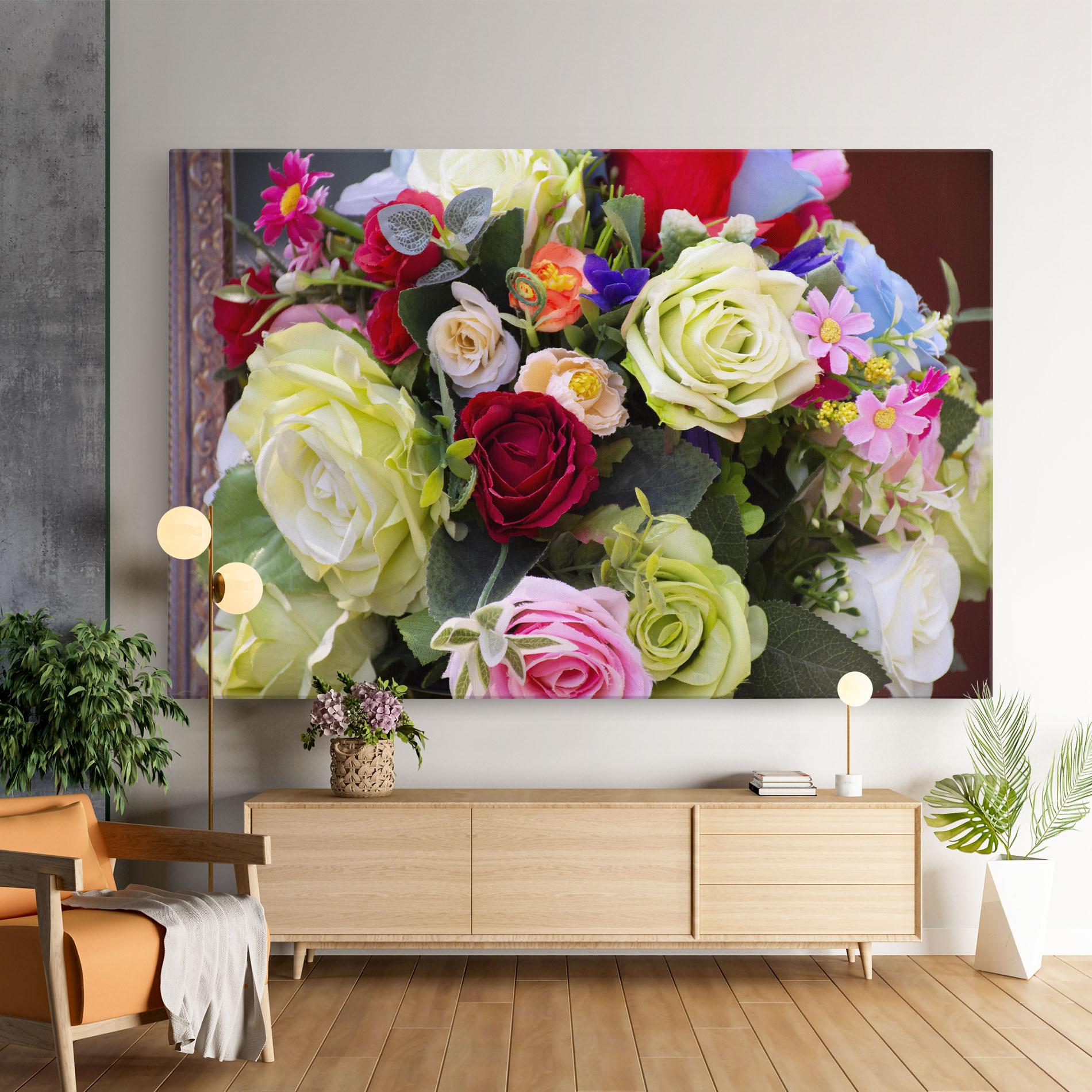 Leinwandbild Mixed Roses Bouquet mockup 9