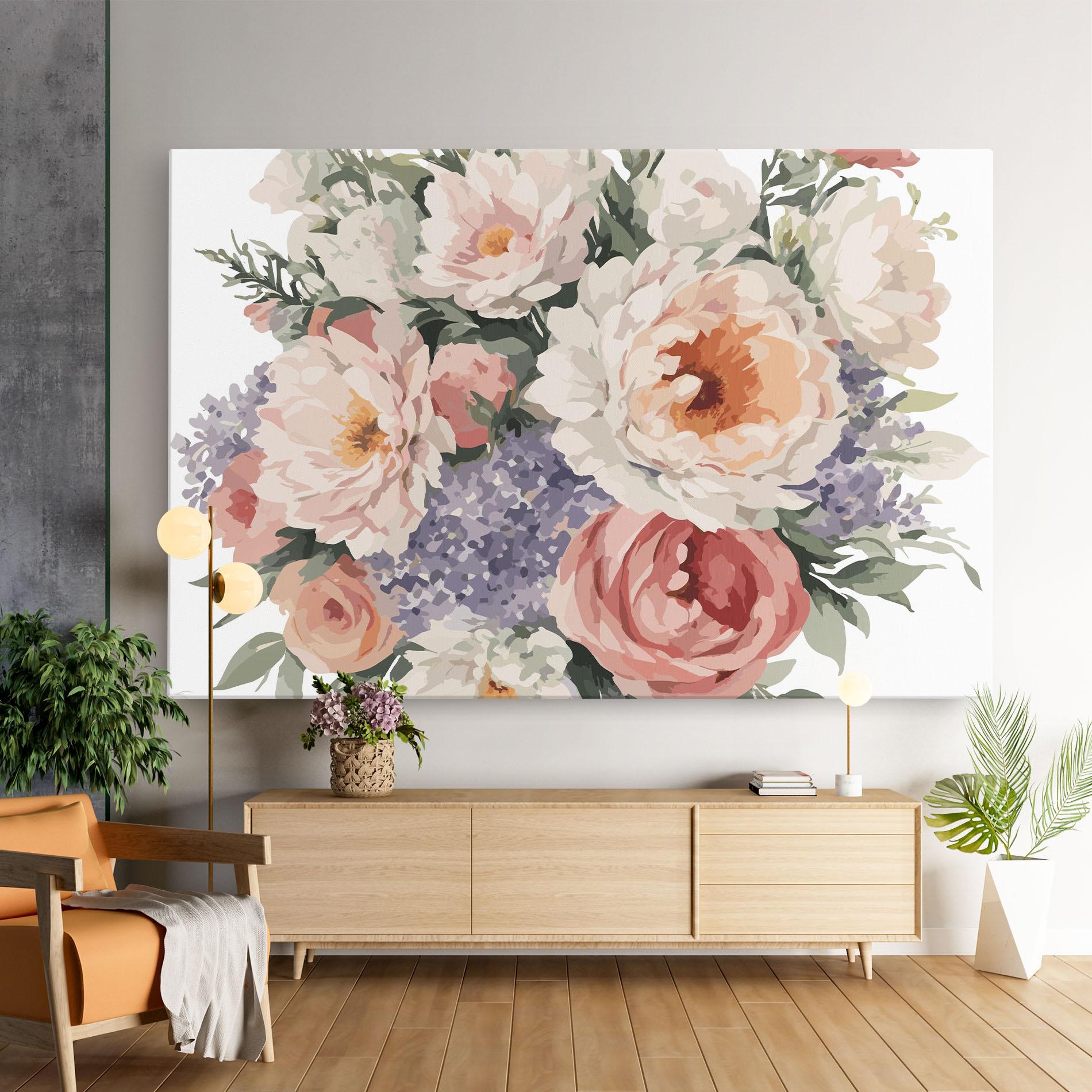 Leinwandbild Pretty Watercolor Bouquet mockup 9