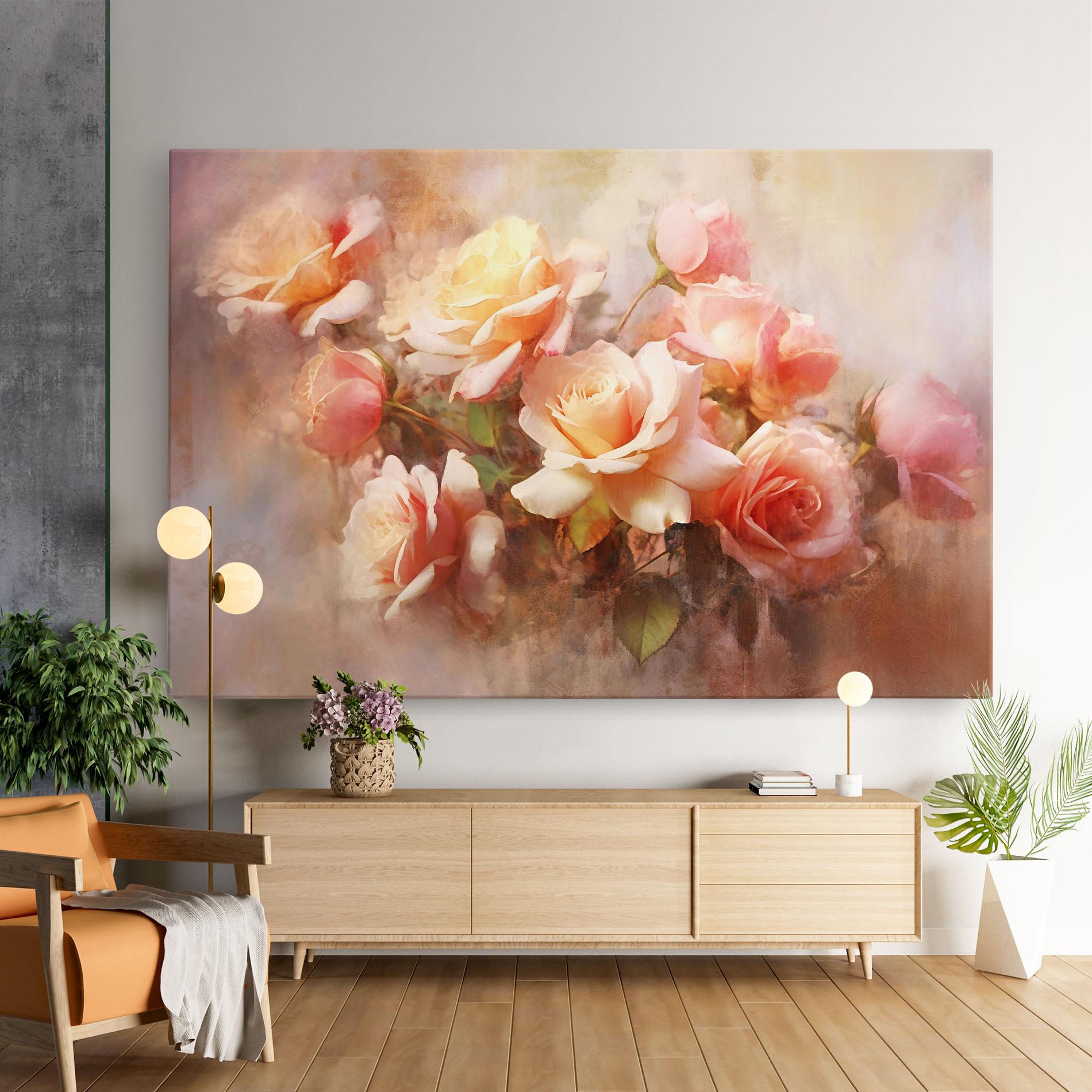Leinwandbild Roses Bouquet Painting mockup 9