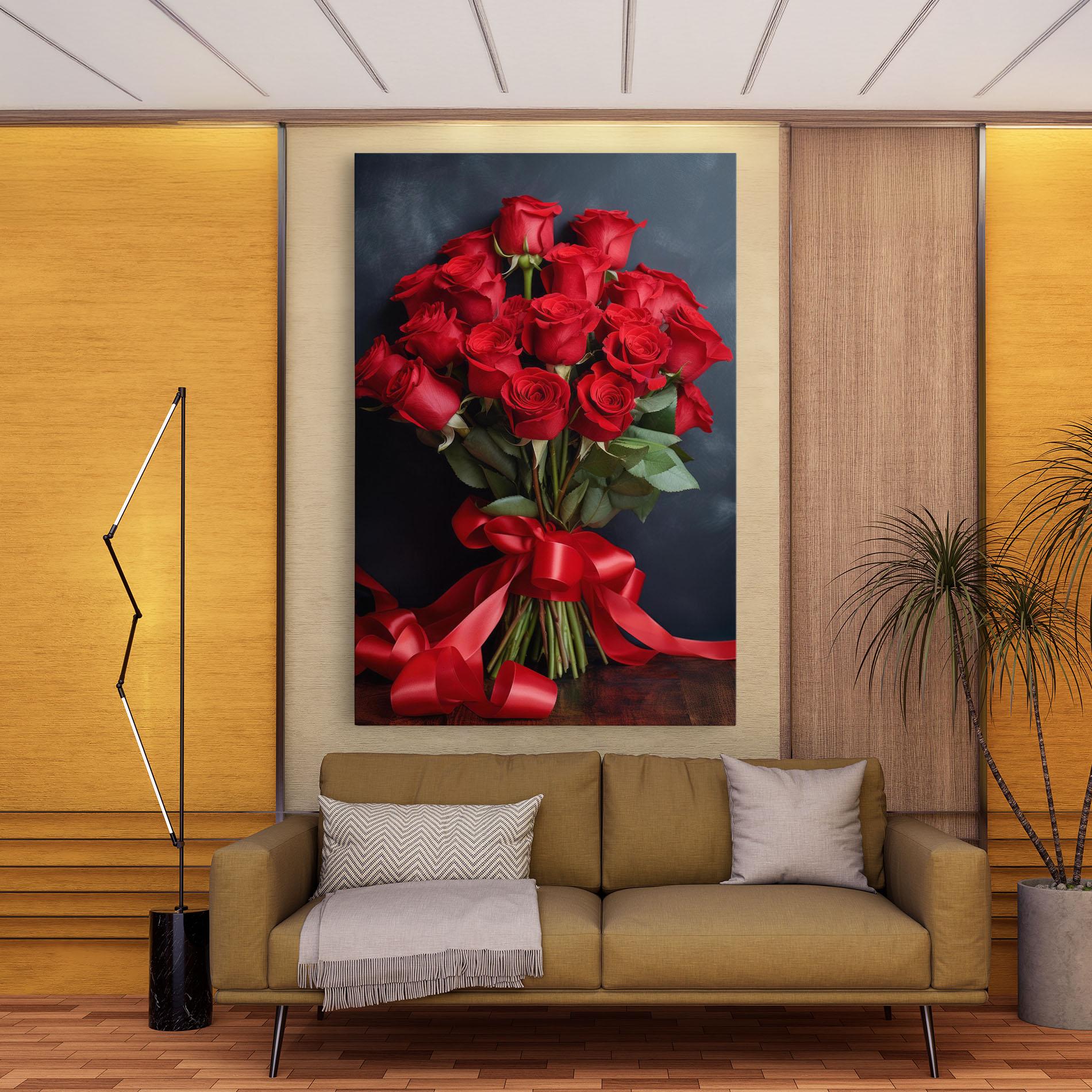Leinwandbild Beautiful Red Roses Bouquet mockup 9