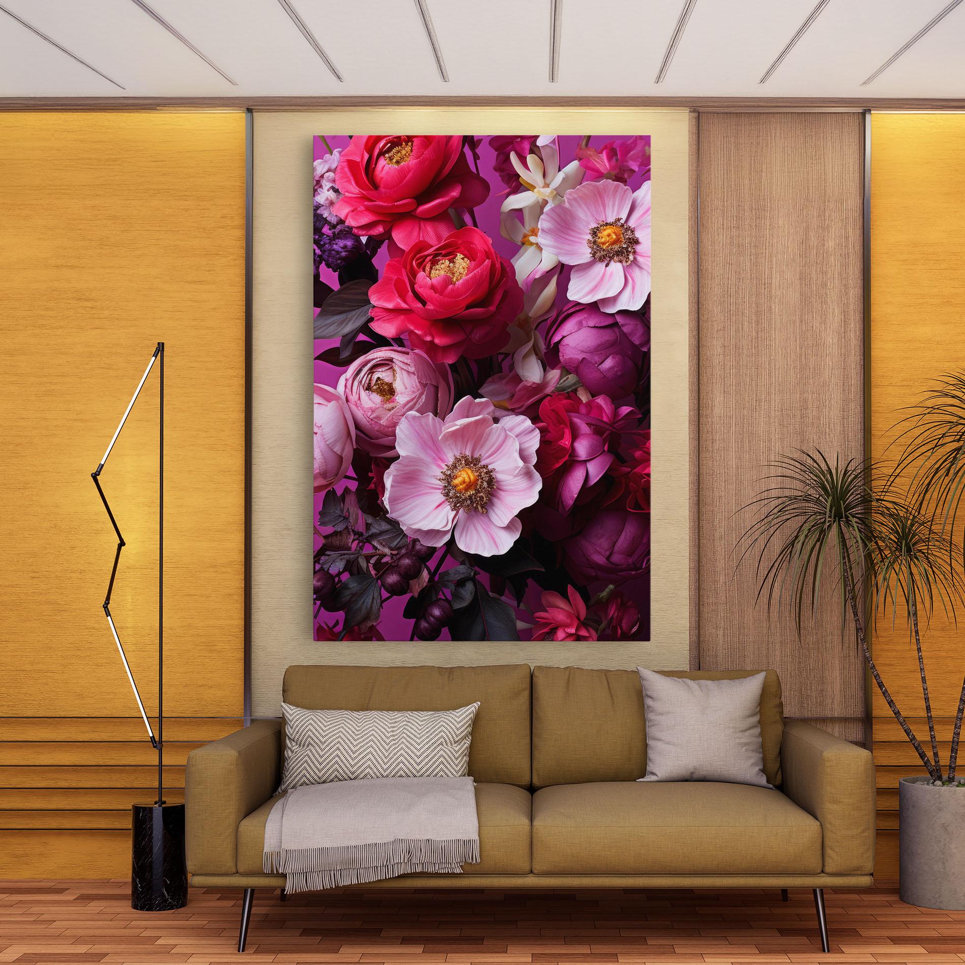 Leinwandbild Pink Red Bouquet mockup 9