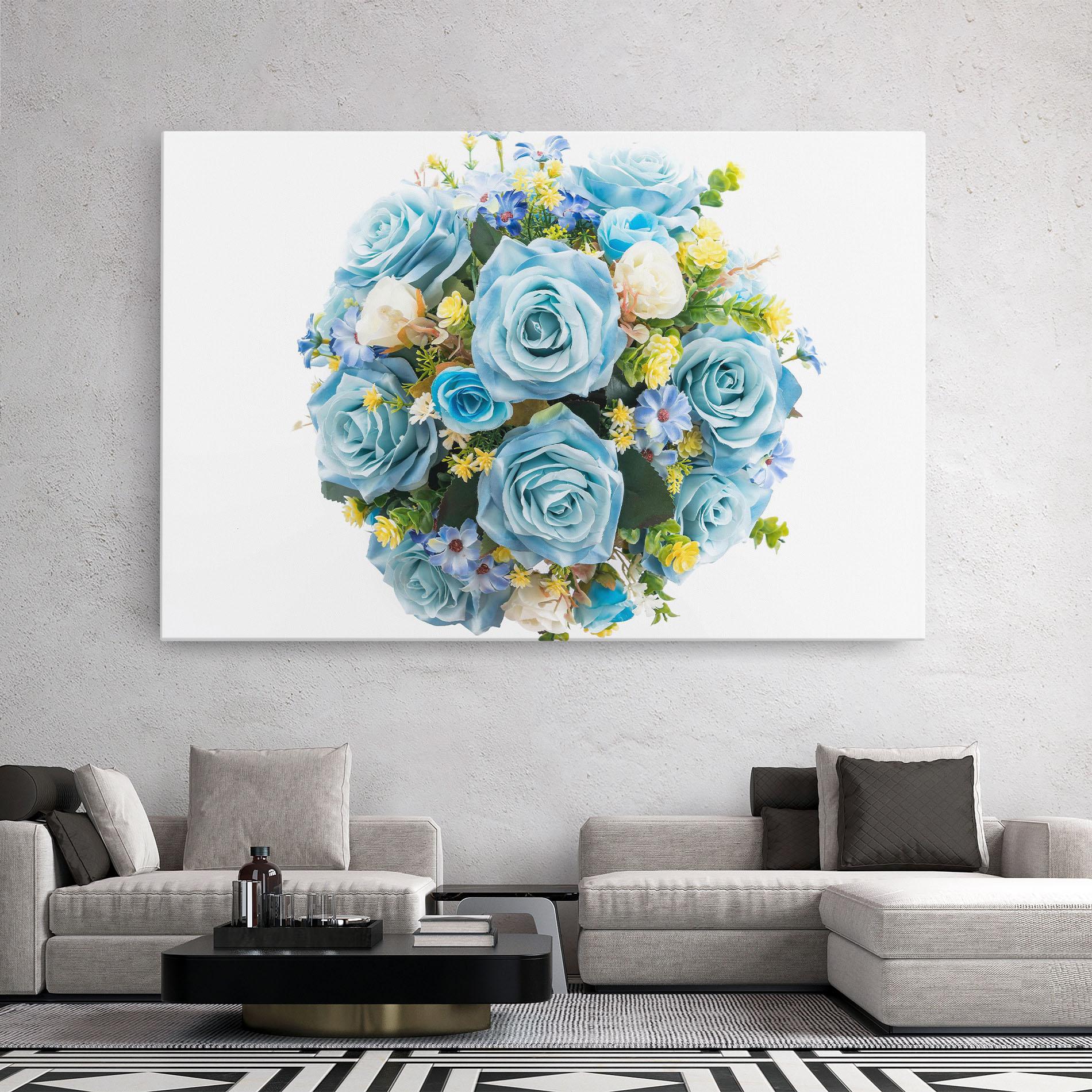 Leinwandbild Blue Roses Bouquet mockup 2