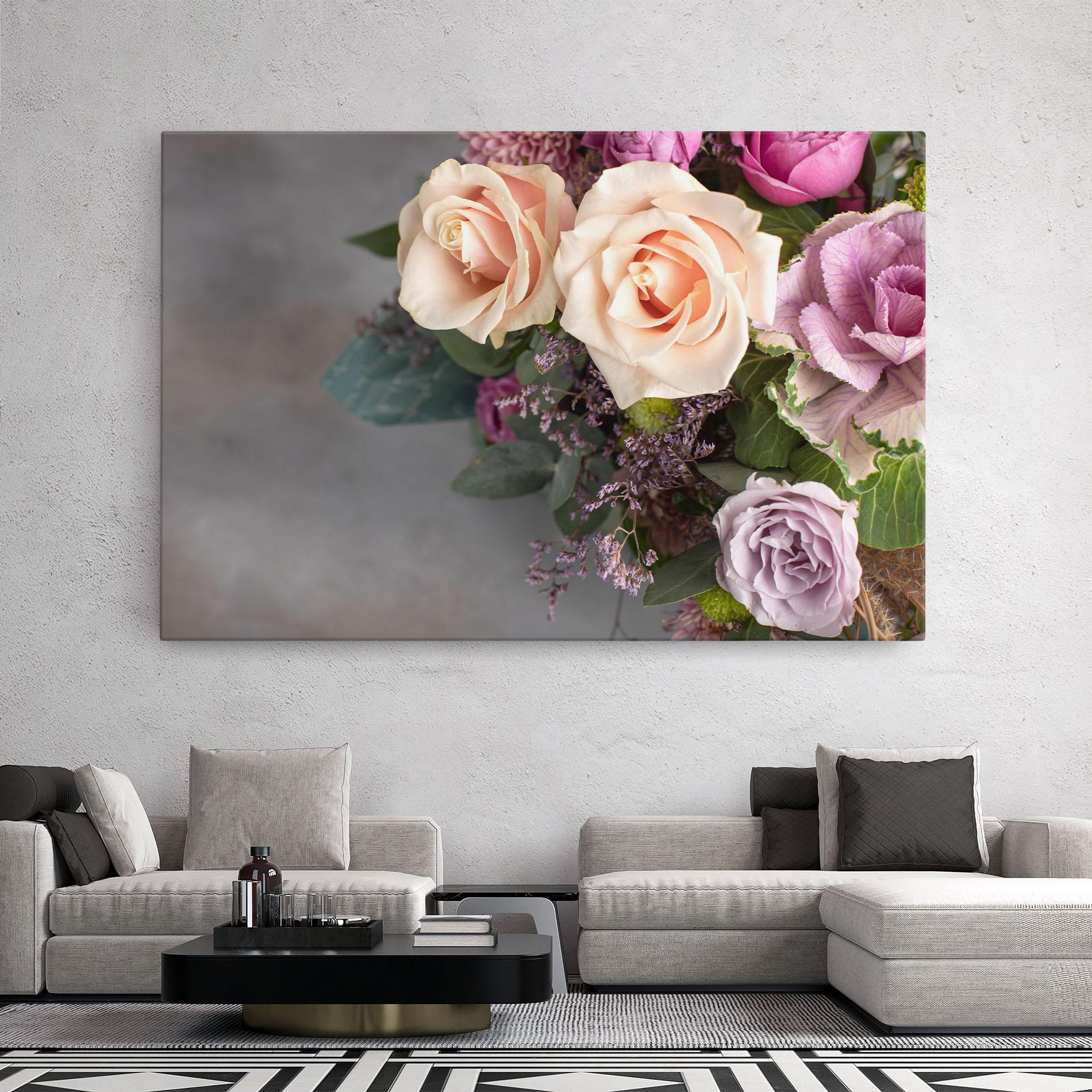 Leinwandbild Cream Purple Bouquet mockup 2