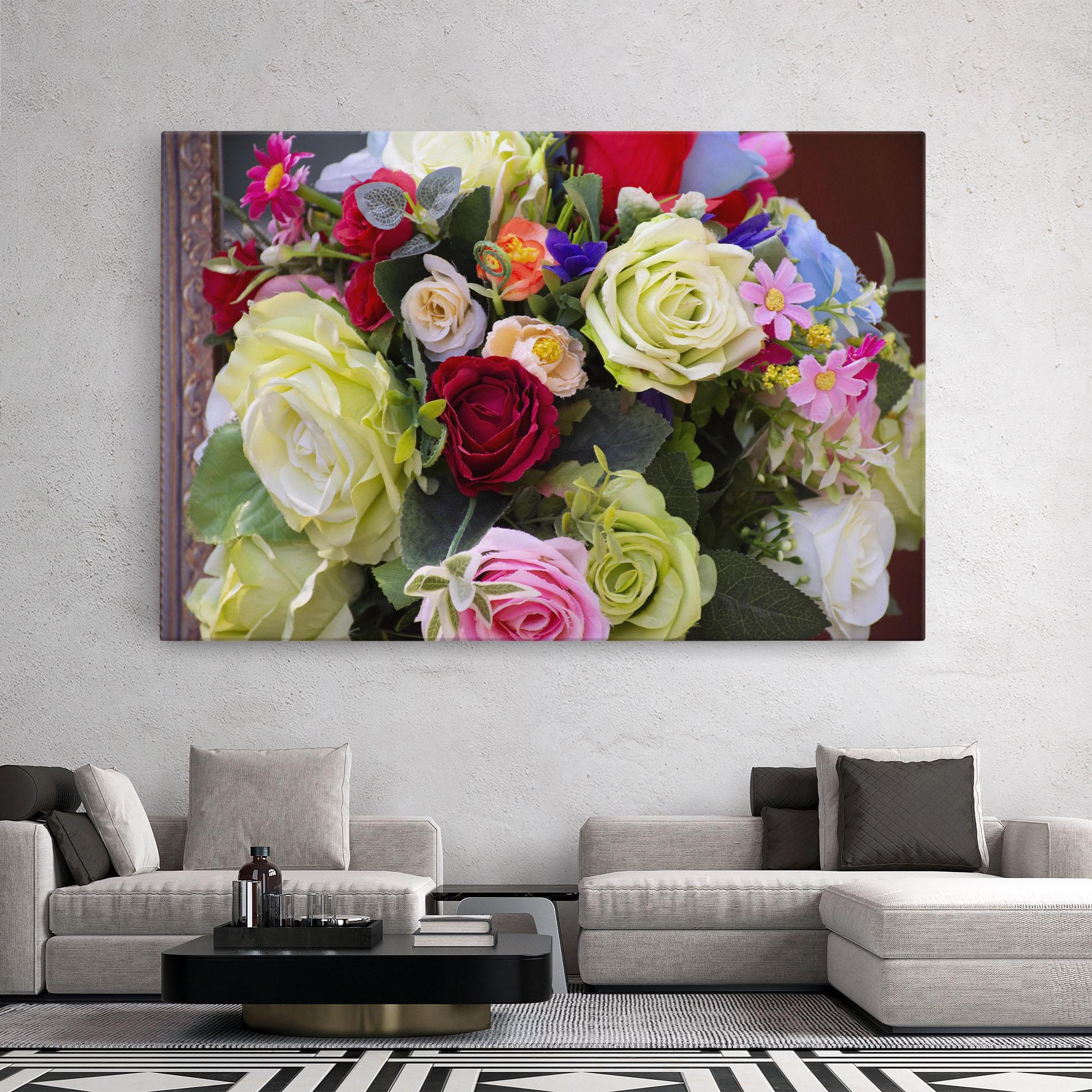 Leinwandbild Mixed Roses Bouquet mockup 2