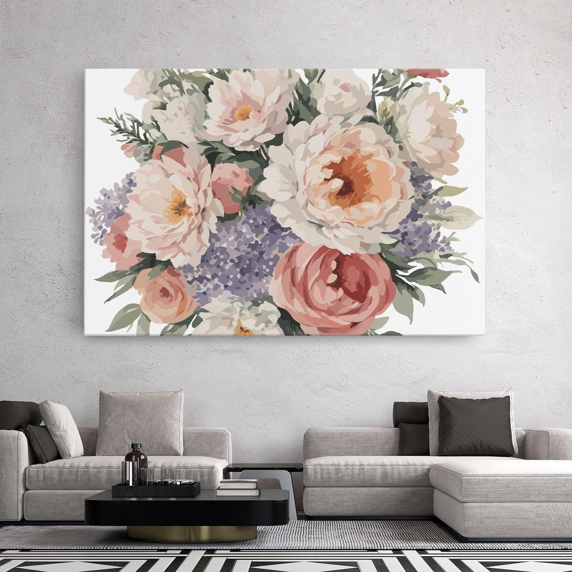 Leinwandbild Pretty Watercolor Bouquet mockup 2