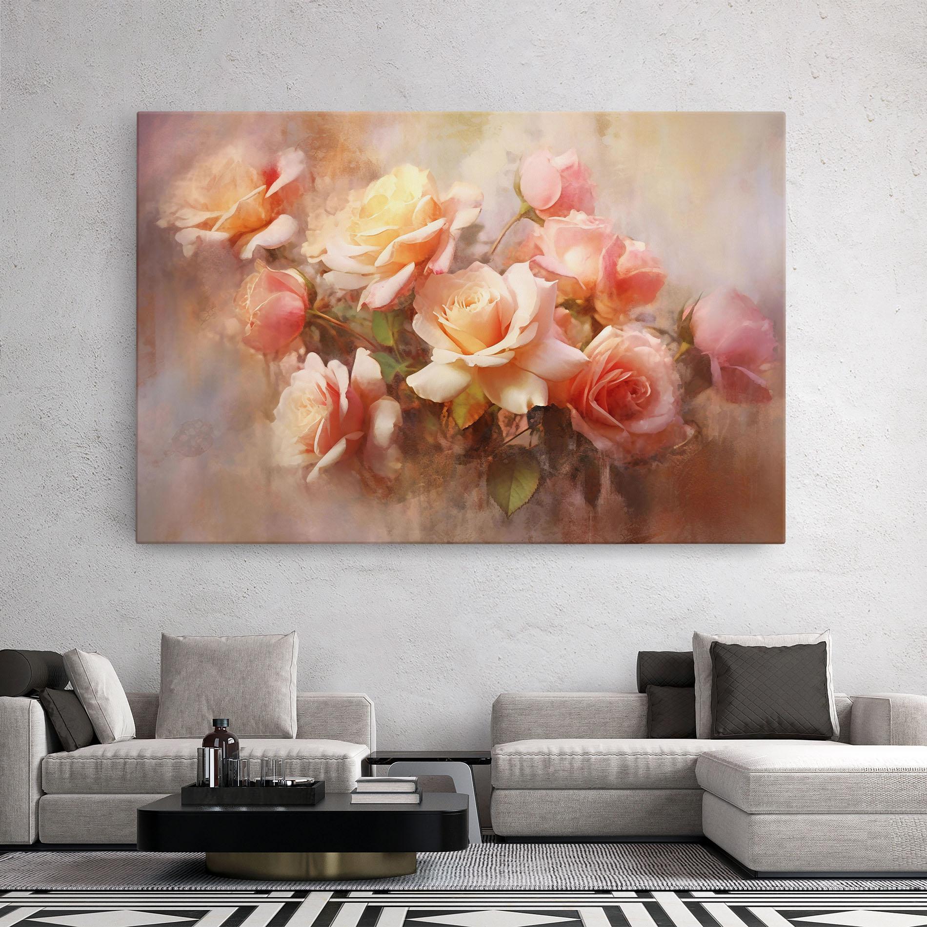 Leinwandbild Roses Bouquet Painting mockup 2