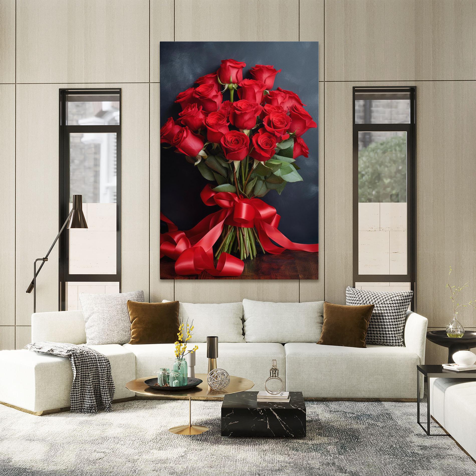 Leinwandbild Beautiful Red Roses Bouquet mockup 2