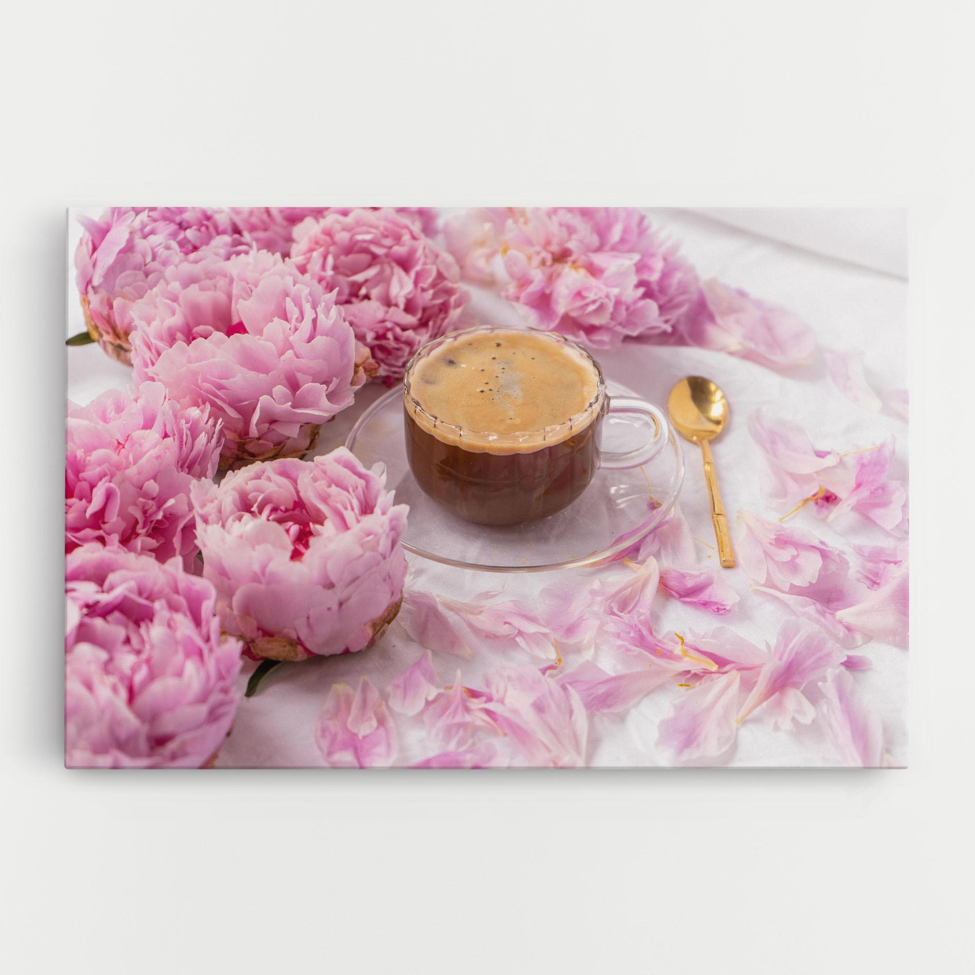 Leinwandbild Peony And Coffee mockup 0