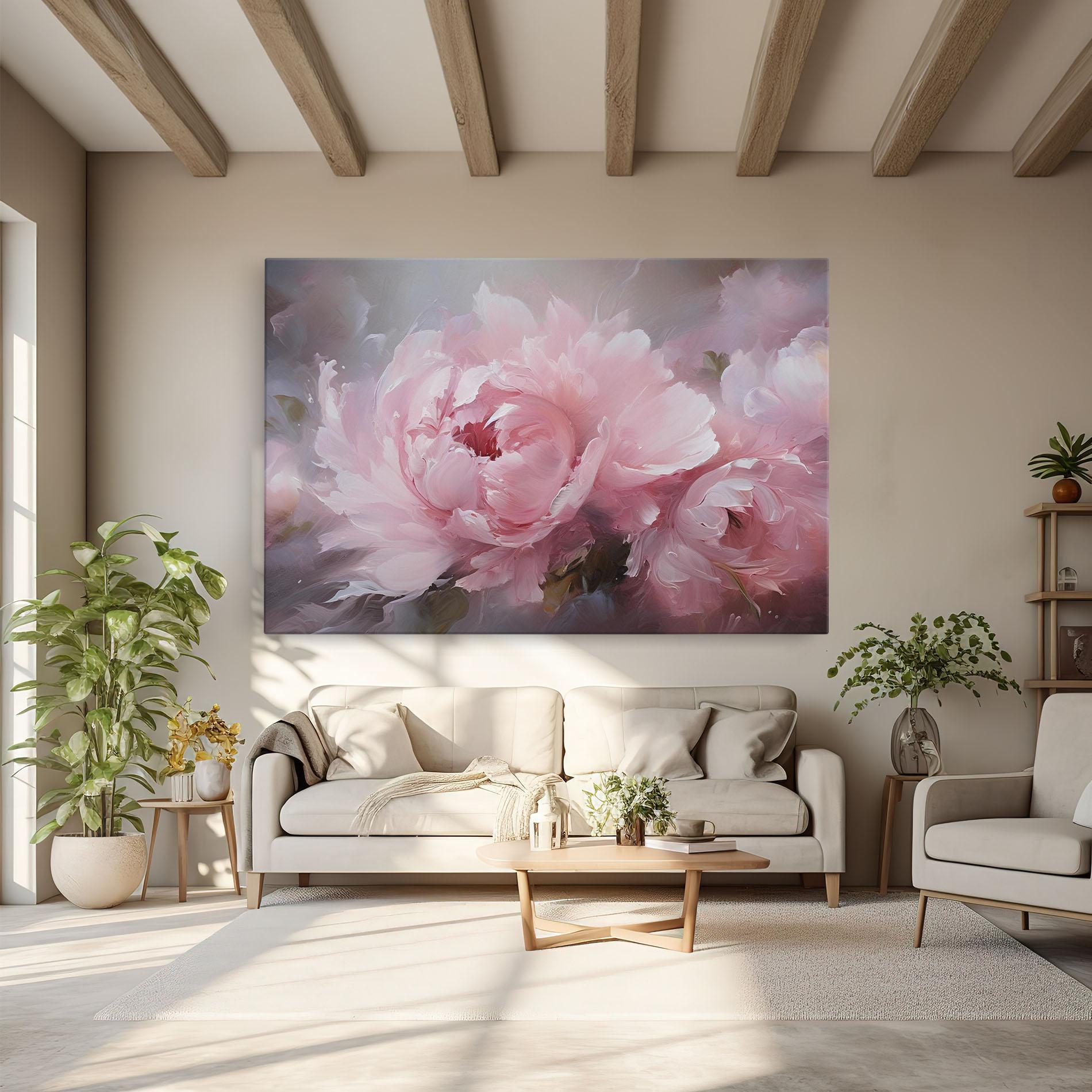 Leinwandbild Dreamy Painting Peony mockup 6