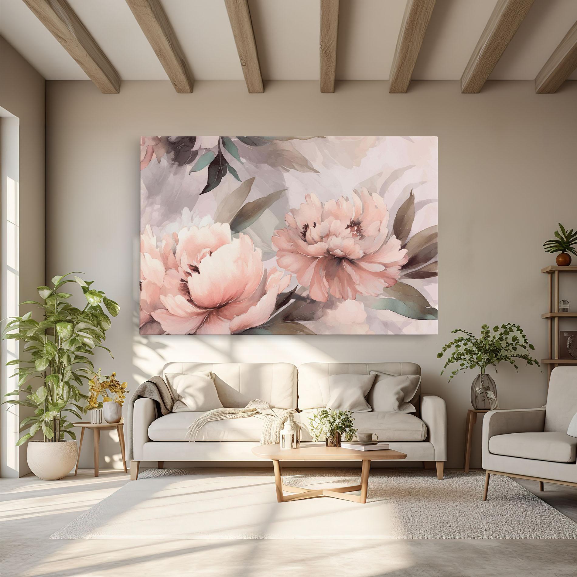 Leinwandbild Dreamy Peony Art mockup 6