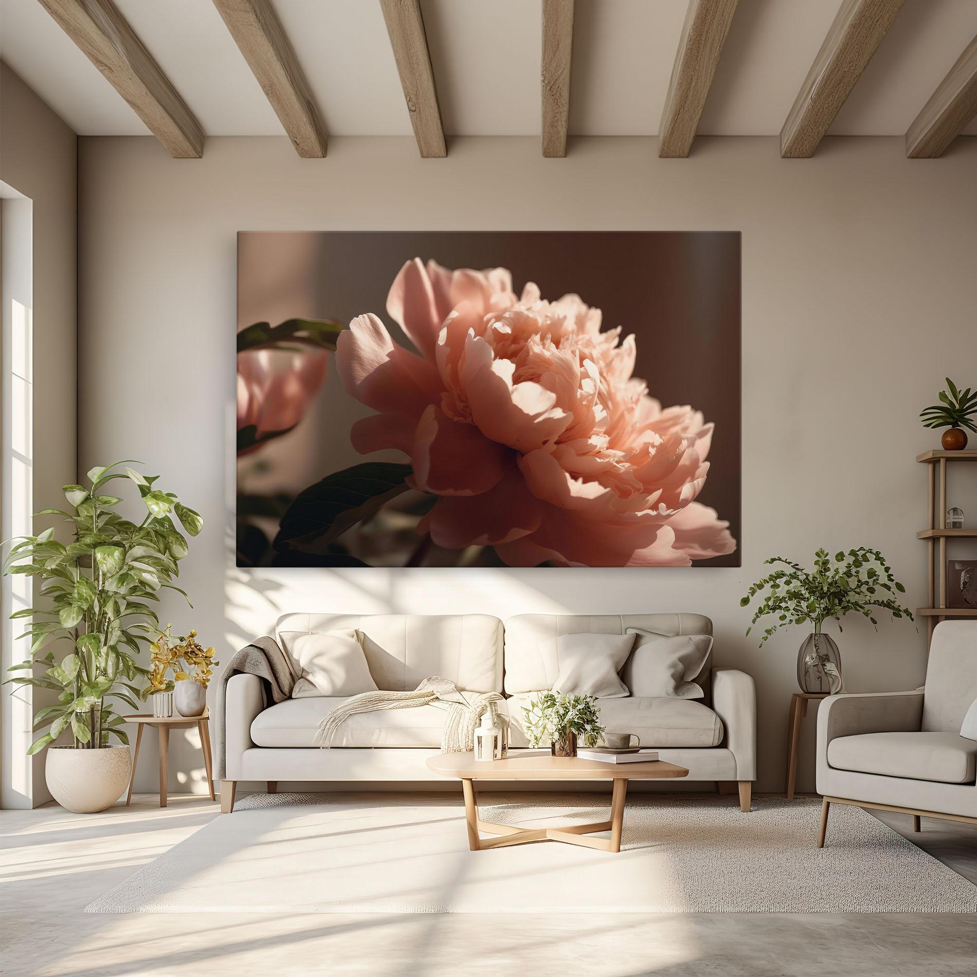 Leinwandbild Light Orange Peony View mockup 6