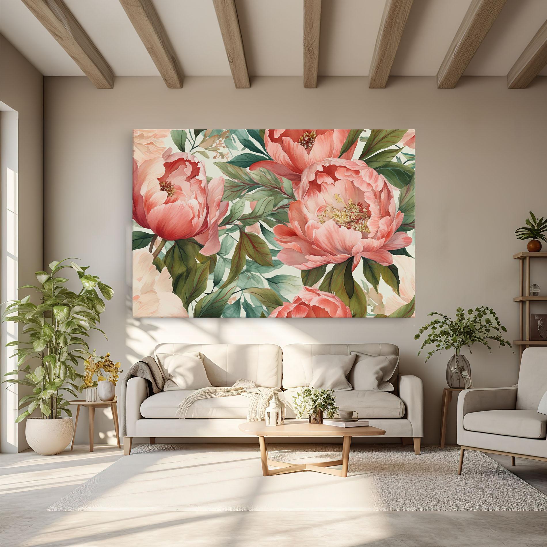 Leinwandbild Light Red Peony mockup 6