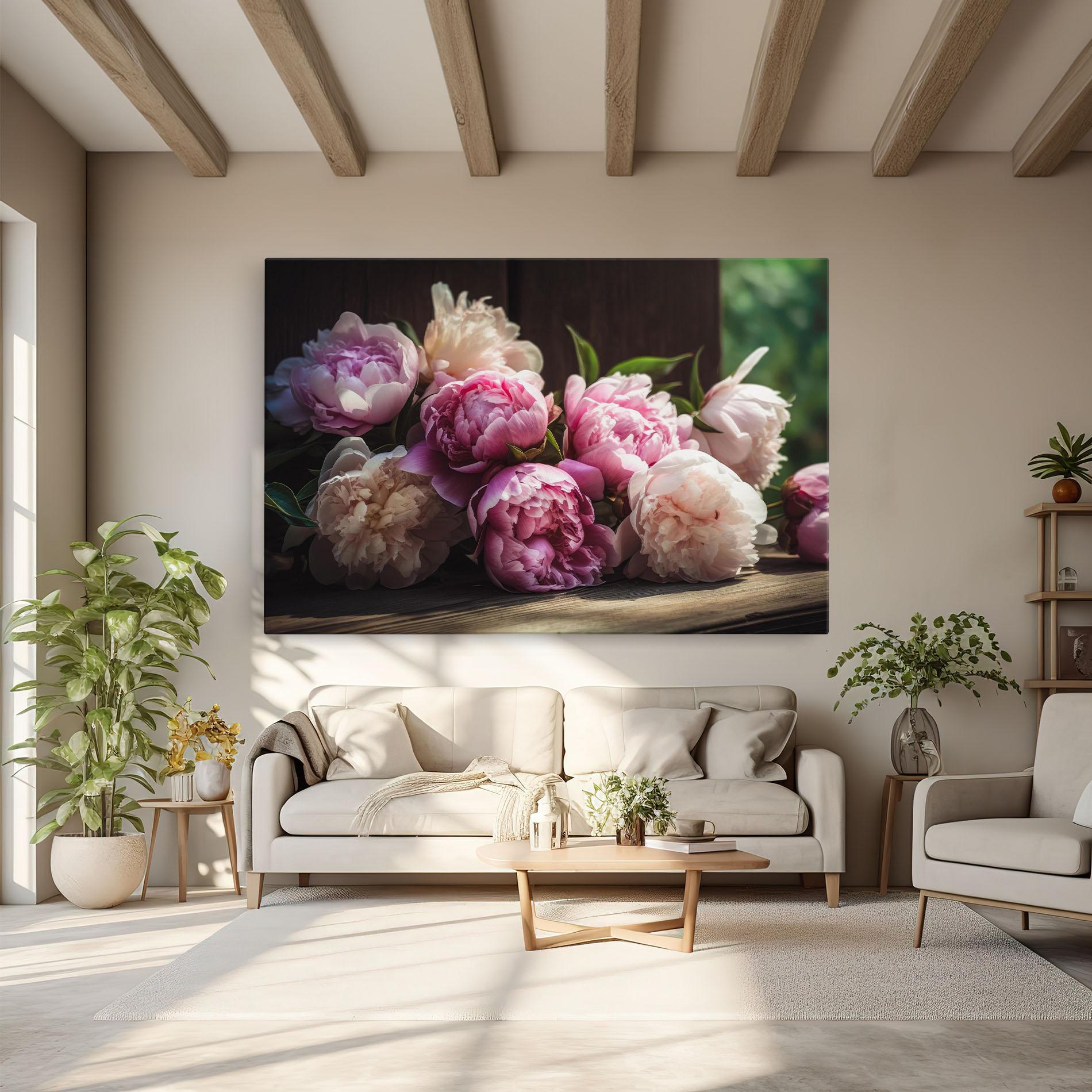 Leinwandbild Peonies On The Table mockup 6