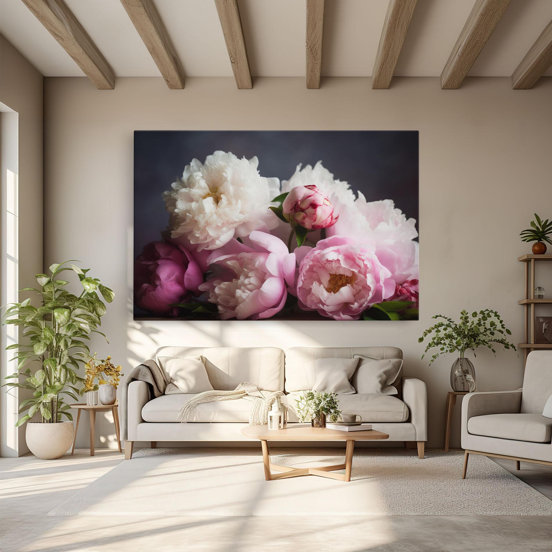 Leinwandbild Peonies With Grey mockup 6