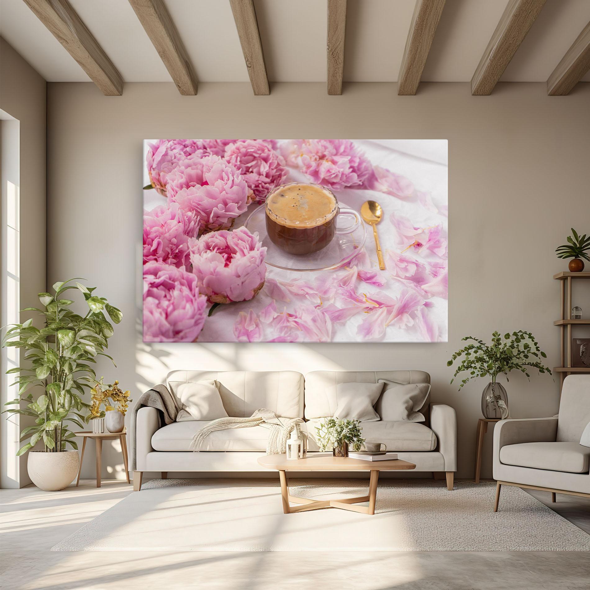 Leinwandbild Peony And Coffee mockup 6
