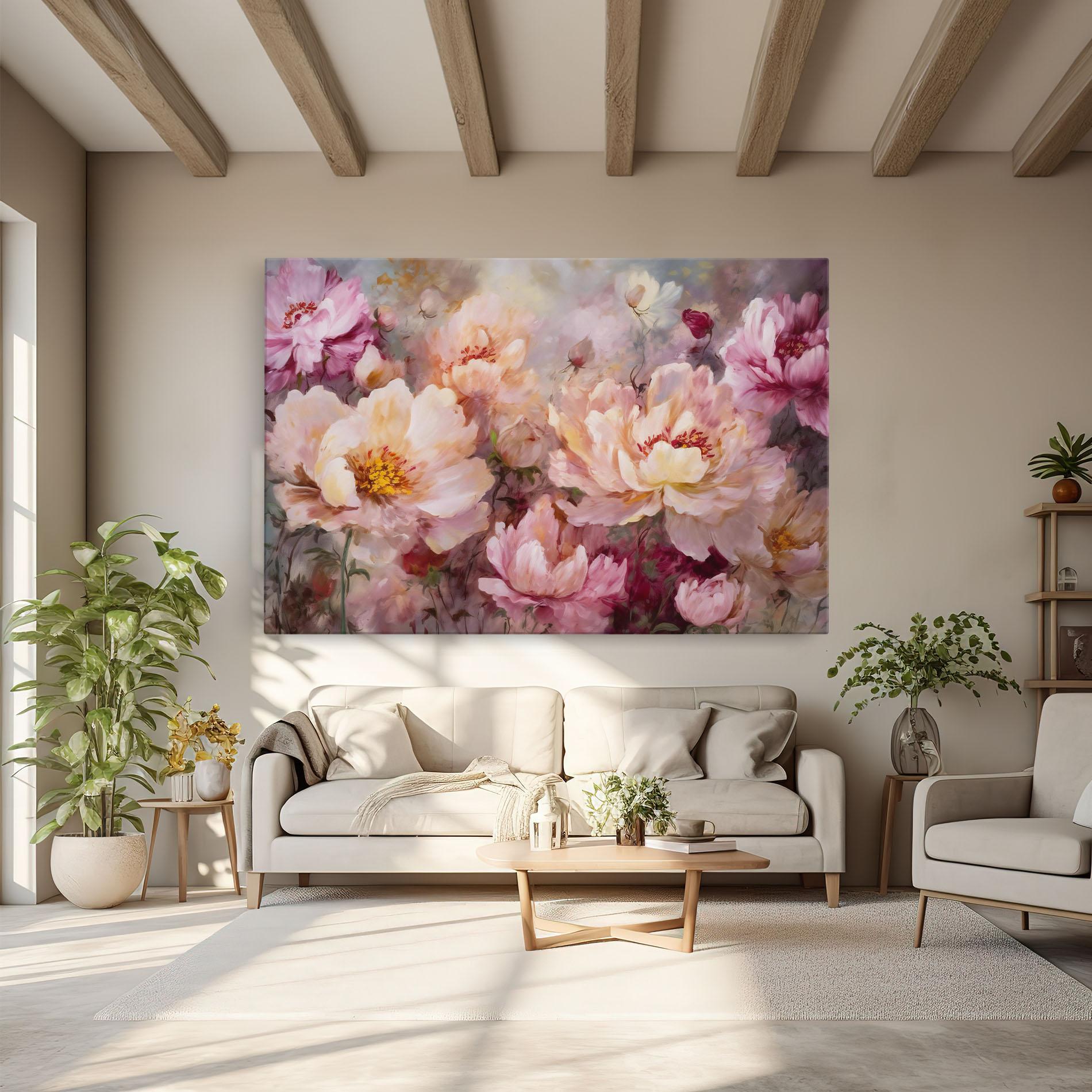 Leinwandbild Peony Painting Art mockup 6