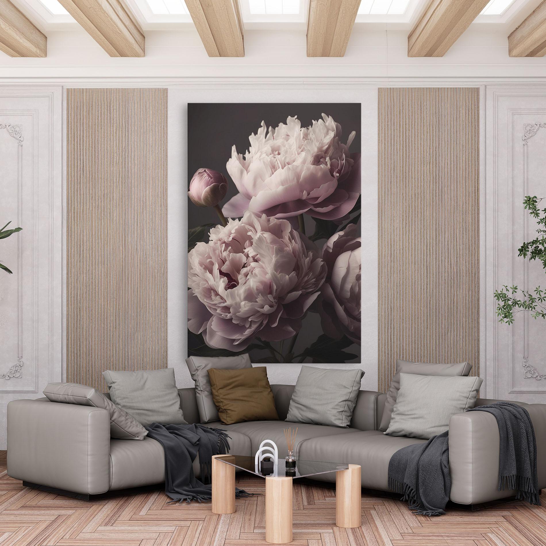Leinwandbild Grey Pastel Pink Peony mockup 6