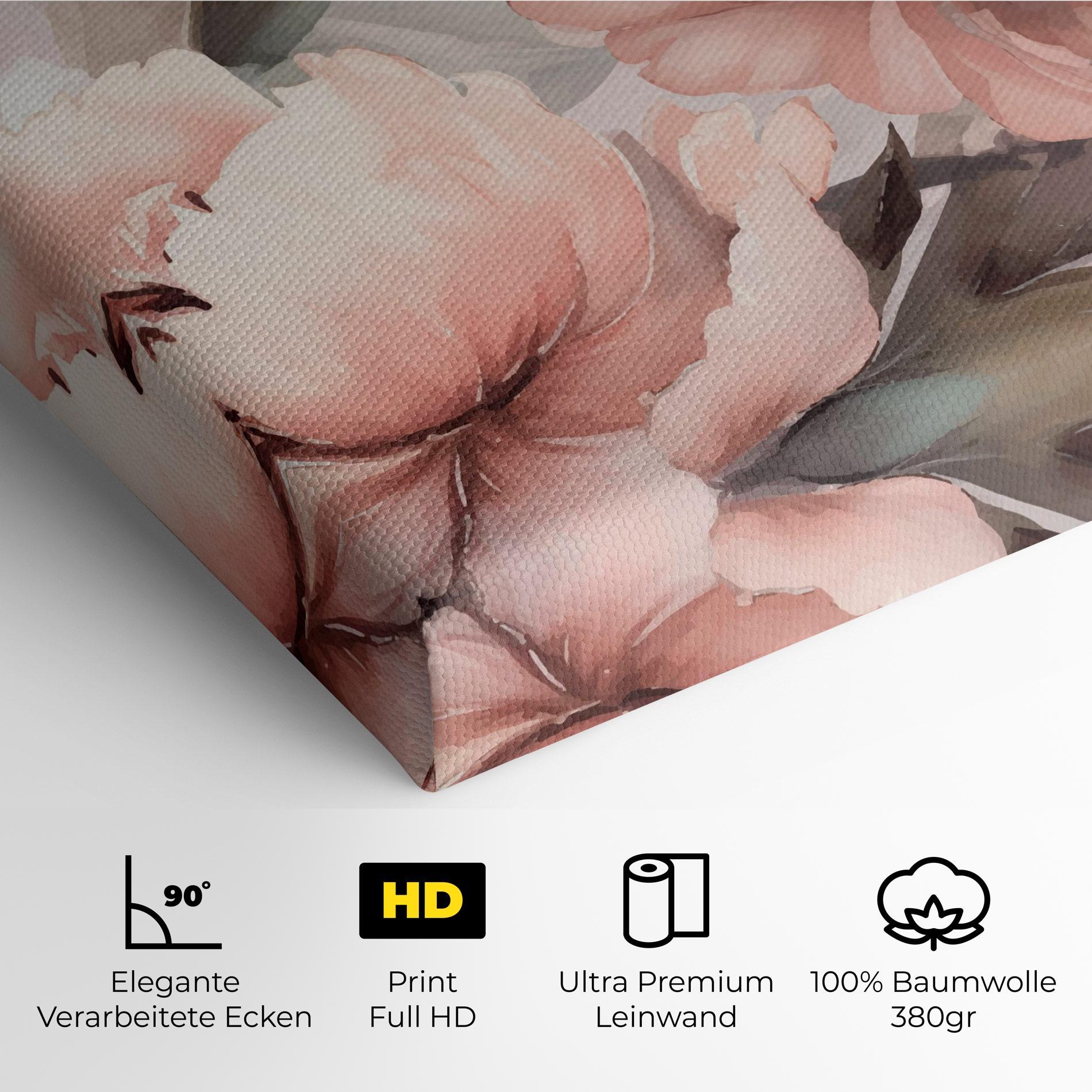 Leinwandbild Dreamy Peony Art mockup 4