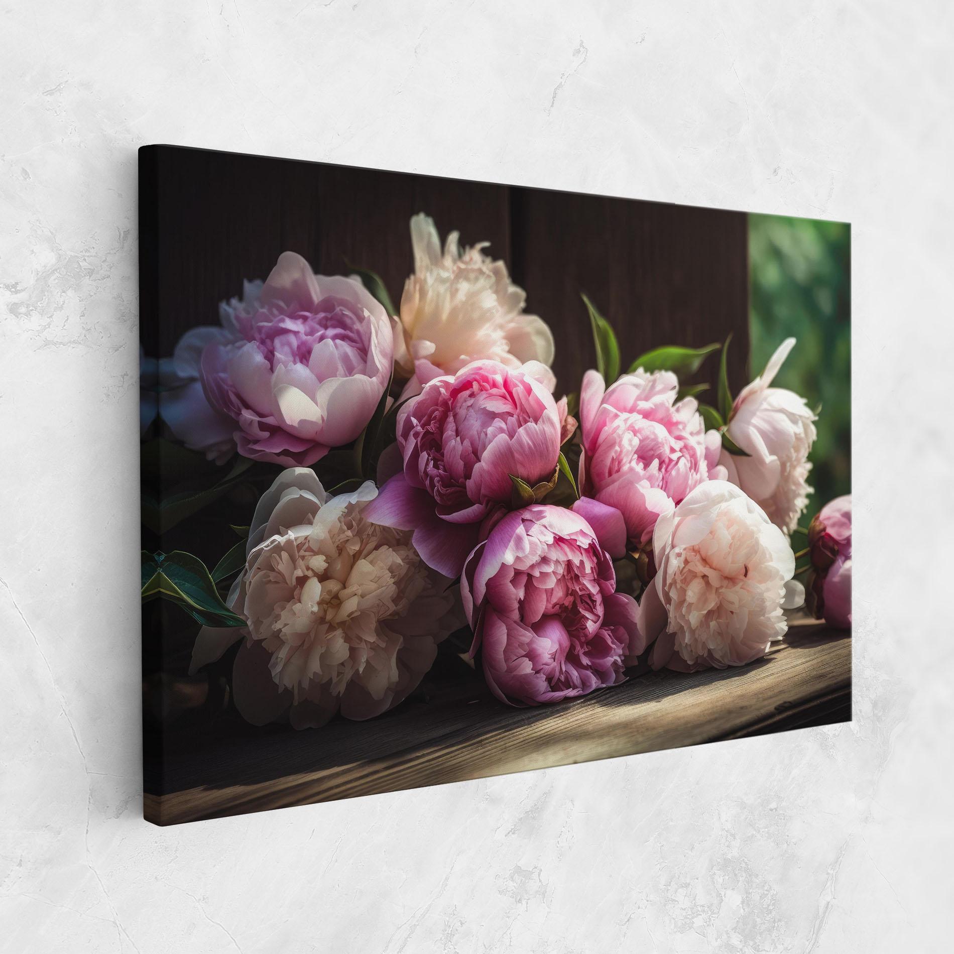 Leinwandbild Peonies On The Table mockup 1
