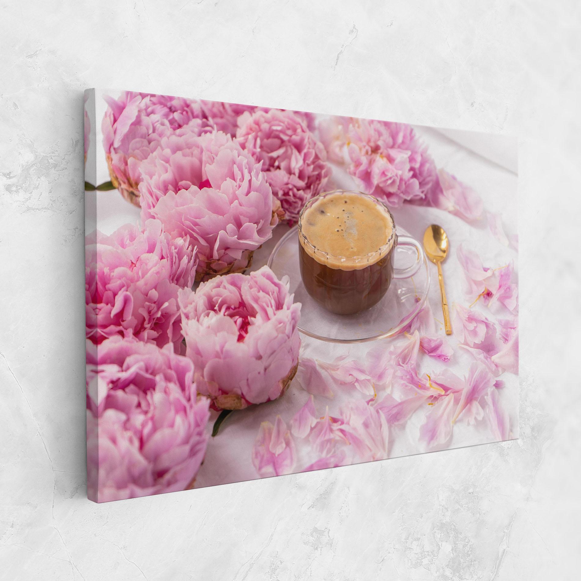 Leinwandbild Peony And Coffee mockup 1
