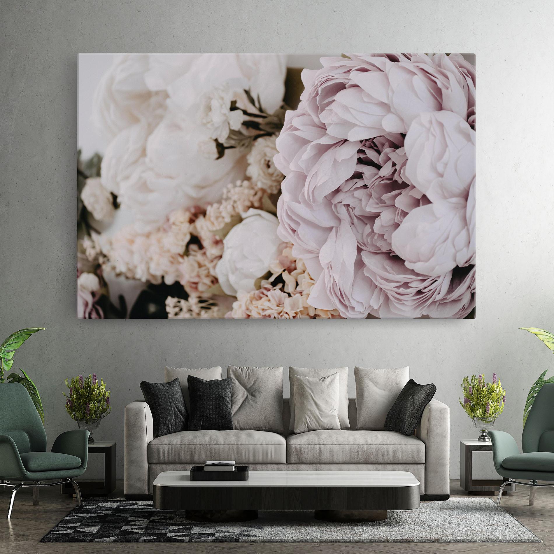 Leinwandbild Grey Peony Bouquet mockup 7