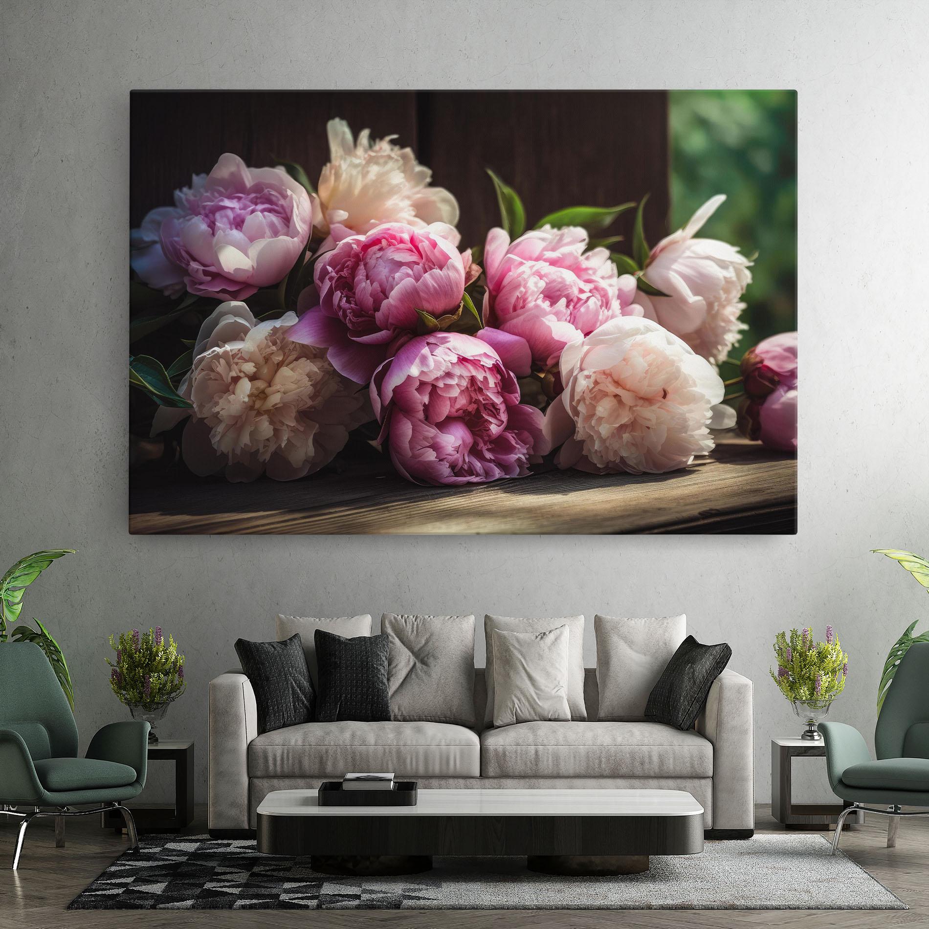 Leinwandbild Peonies On The Table mockup 7