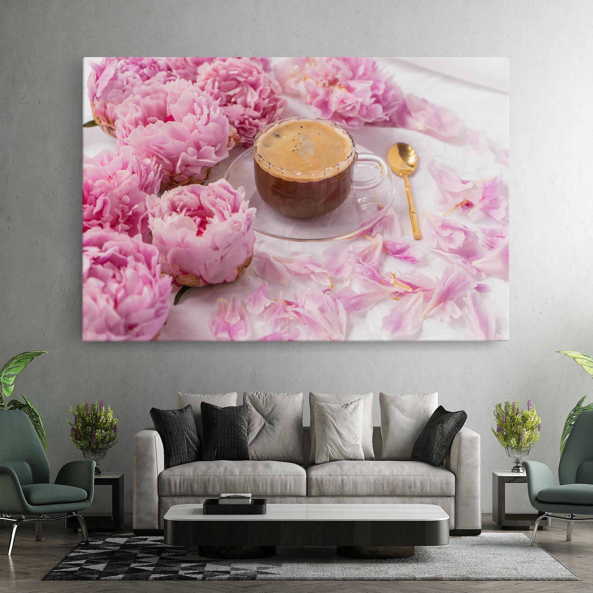 Leinwandbild Peony And Coffee mockup 7