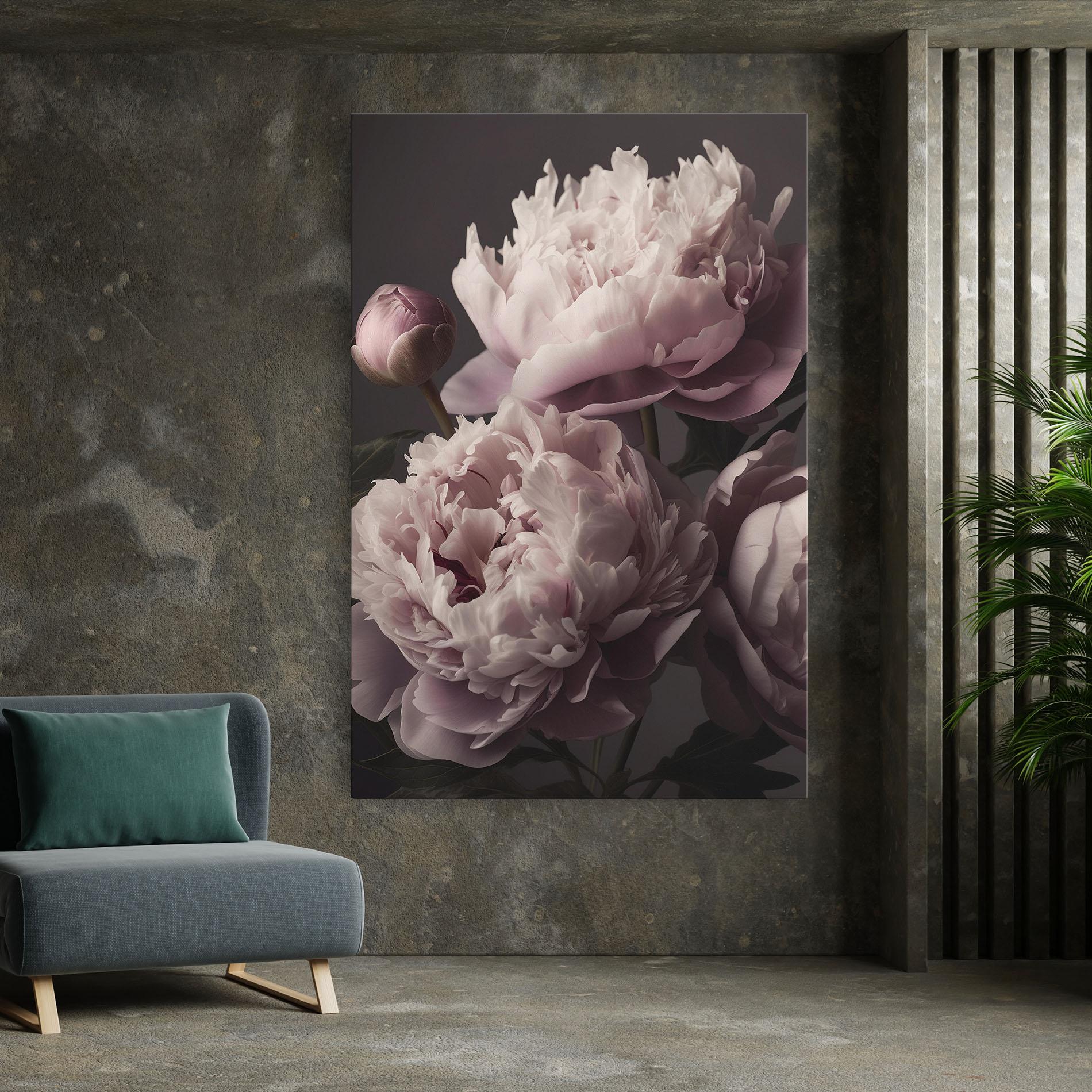Leinwandbild Grey Pastel Pink Peony mockup 7