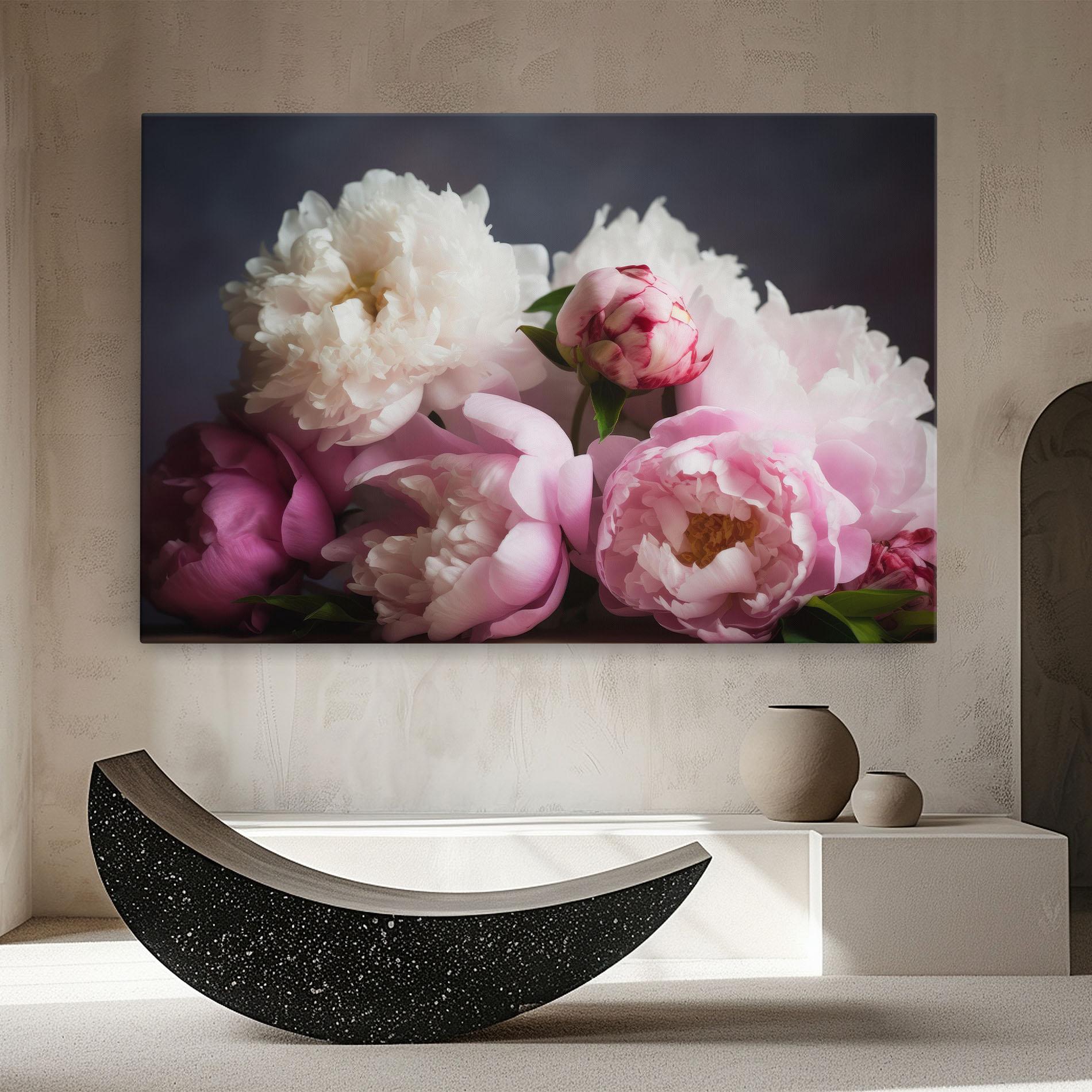 Leinwandbild Peonies With Grey mockup 8