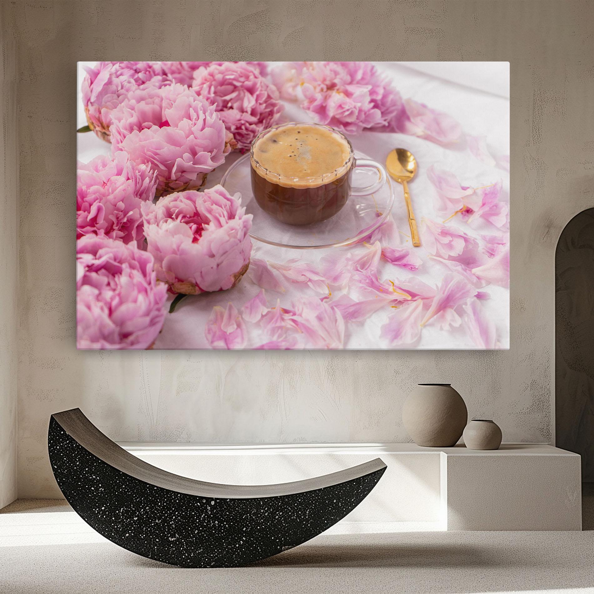 Leinwandbild Peony And Coffee mockup 8