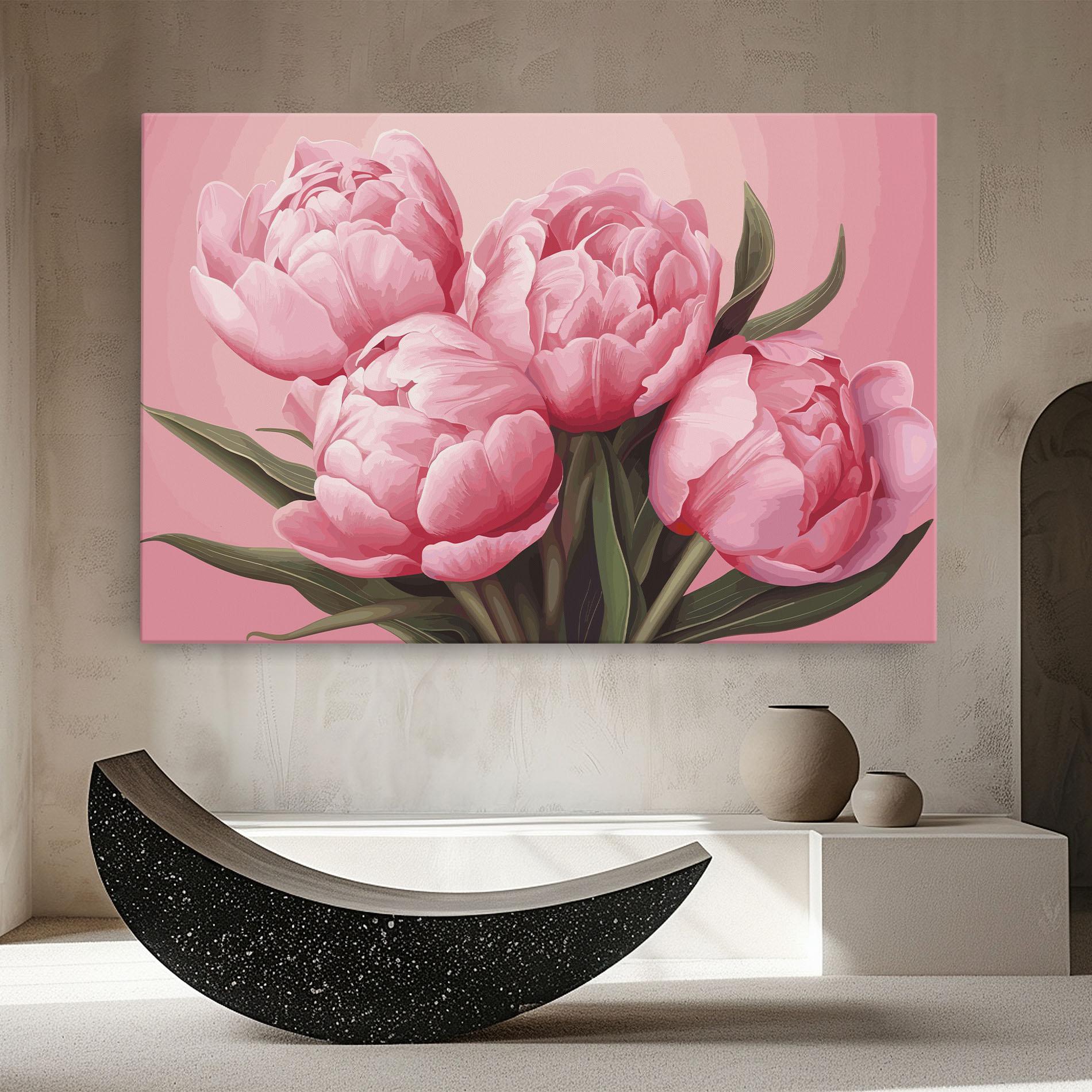 Leinwandbild Peony On Pink mockup 8