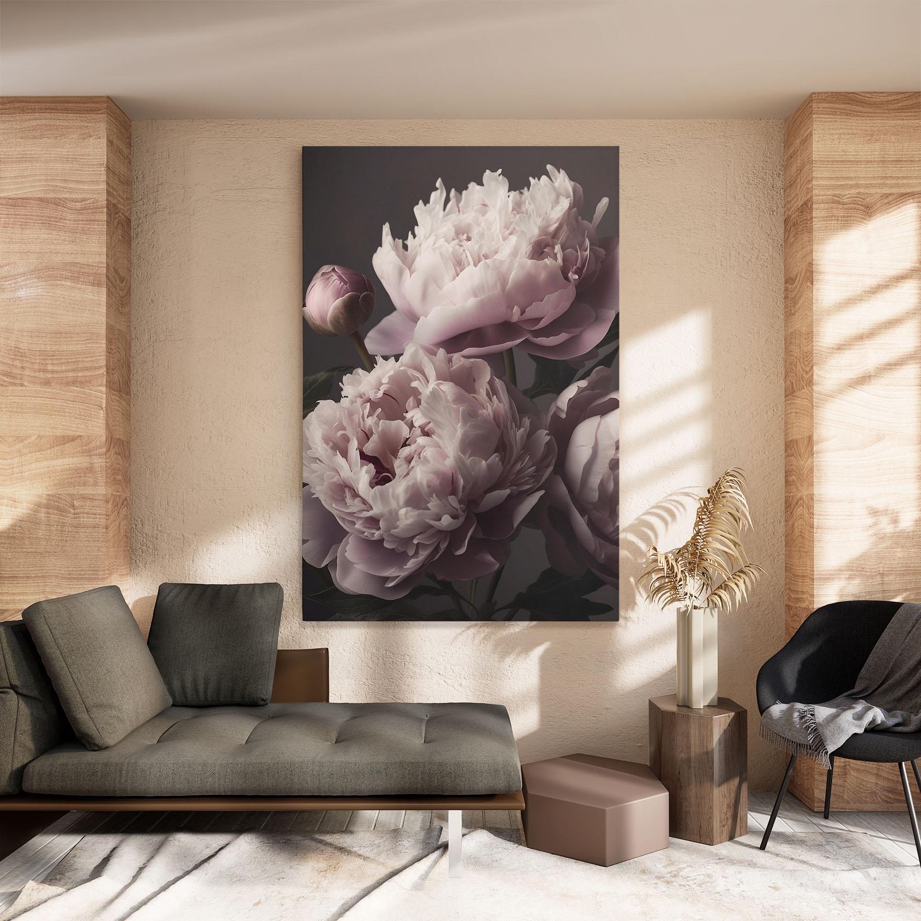Leinwandbild Grey Pastel Pink Peony mockup 8
