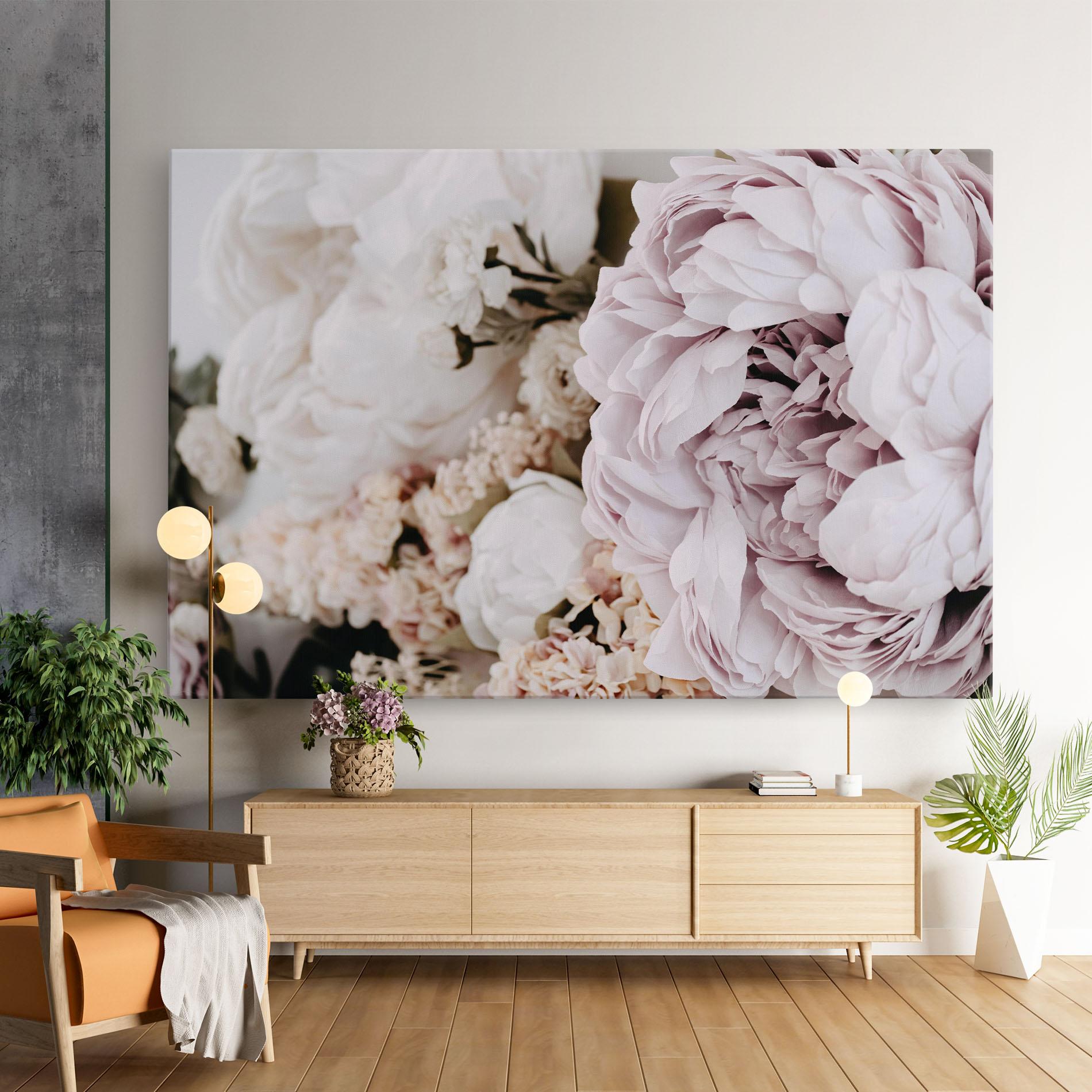 Leinwandbild Grey Peony Bouquet mockup 9