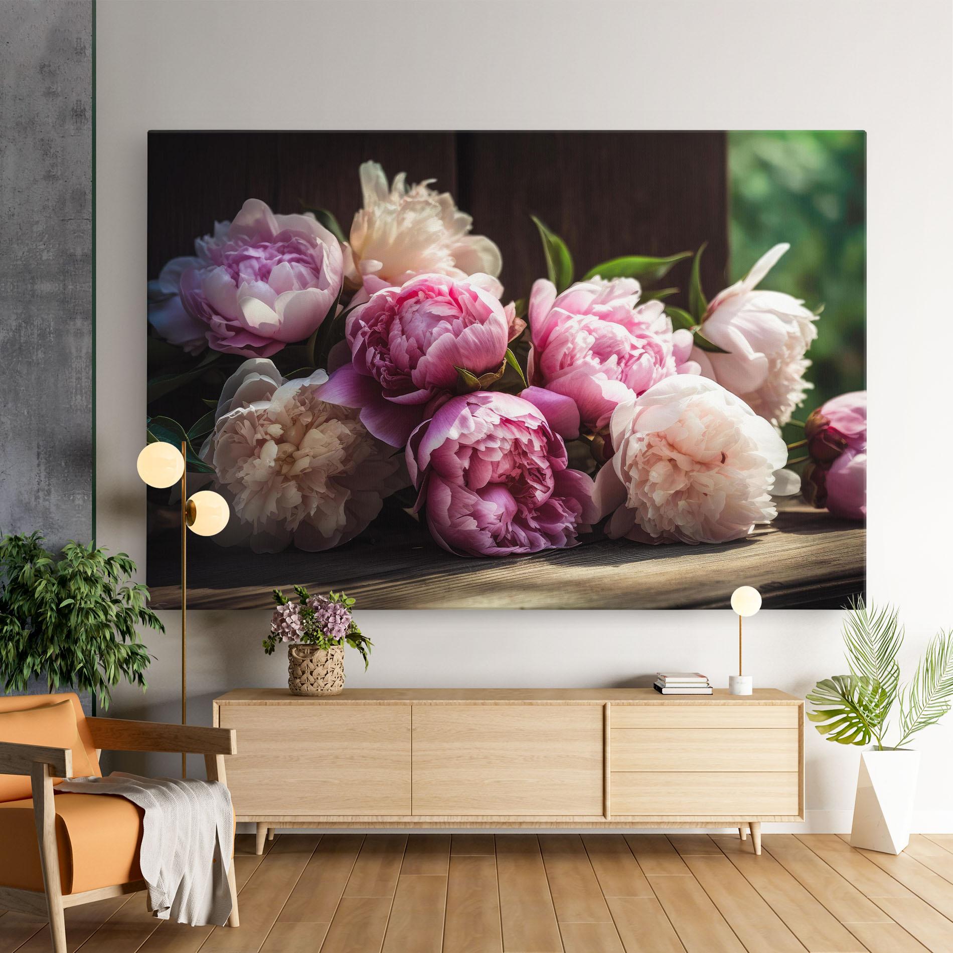 Leinwandbild Peonies On The Table mockup 9