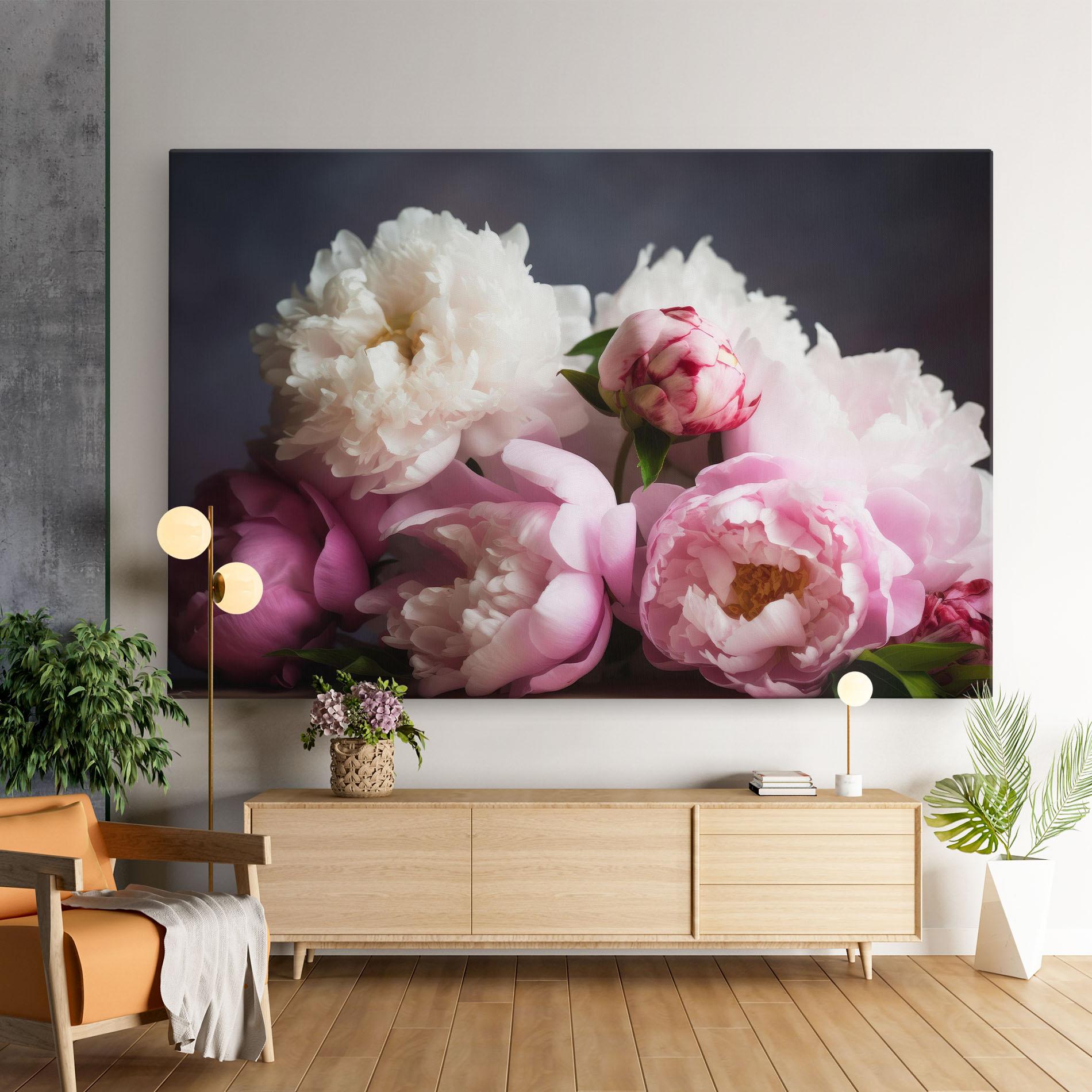 Leinwandbild Peonies With Grey mockup 9