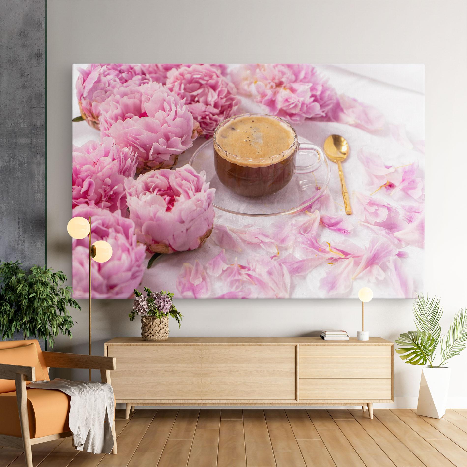 Leinwandbild Peony And Coffee mockup 9