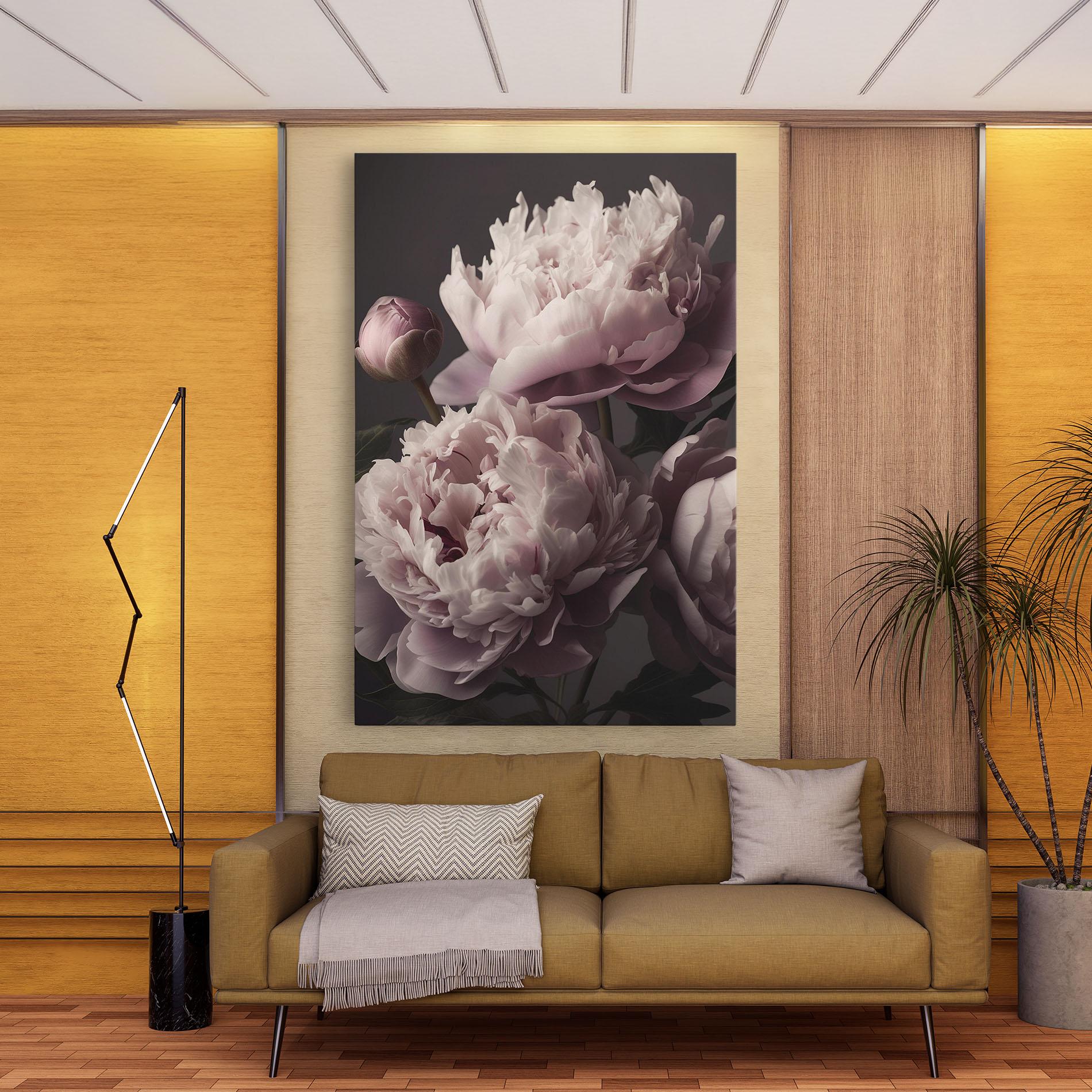 Leinwandbild Grey Pastel Pink Peony mockup 9