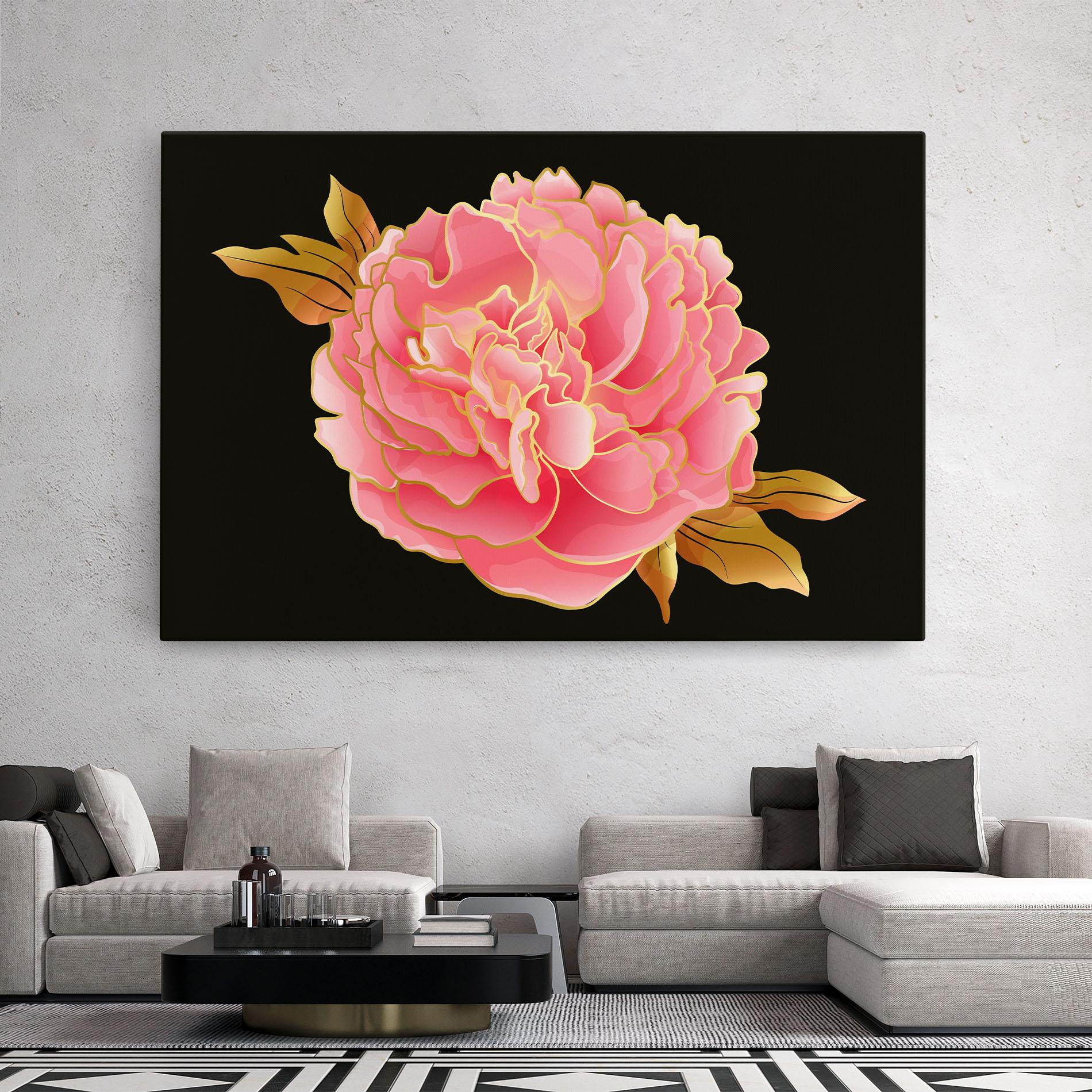 Leinwandbild Gold Pinkk Peony mockup 2