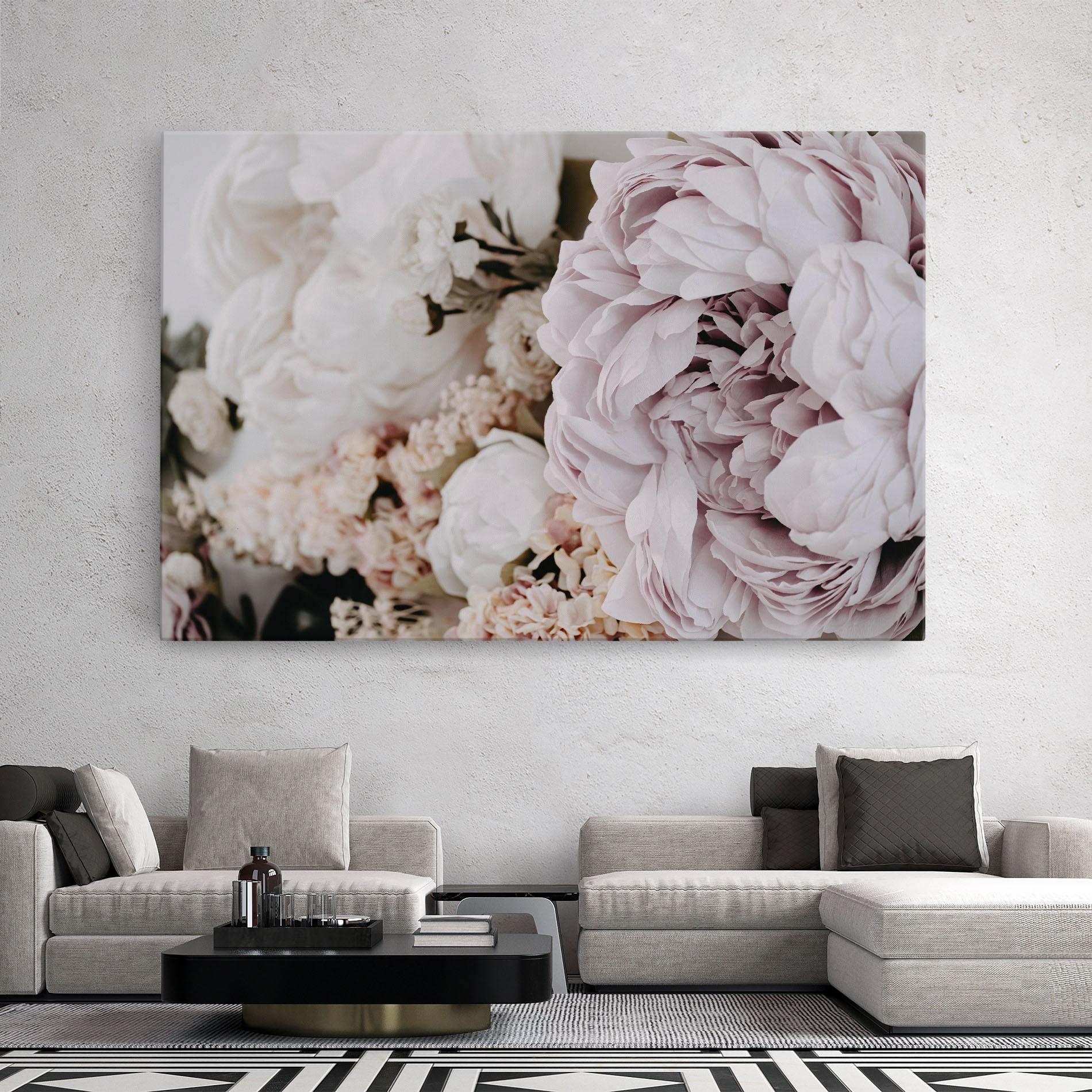 Leinwandbild Grey Peony Bouquet mockup 2
