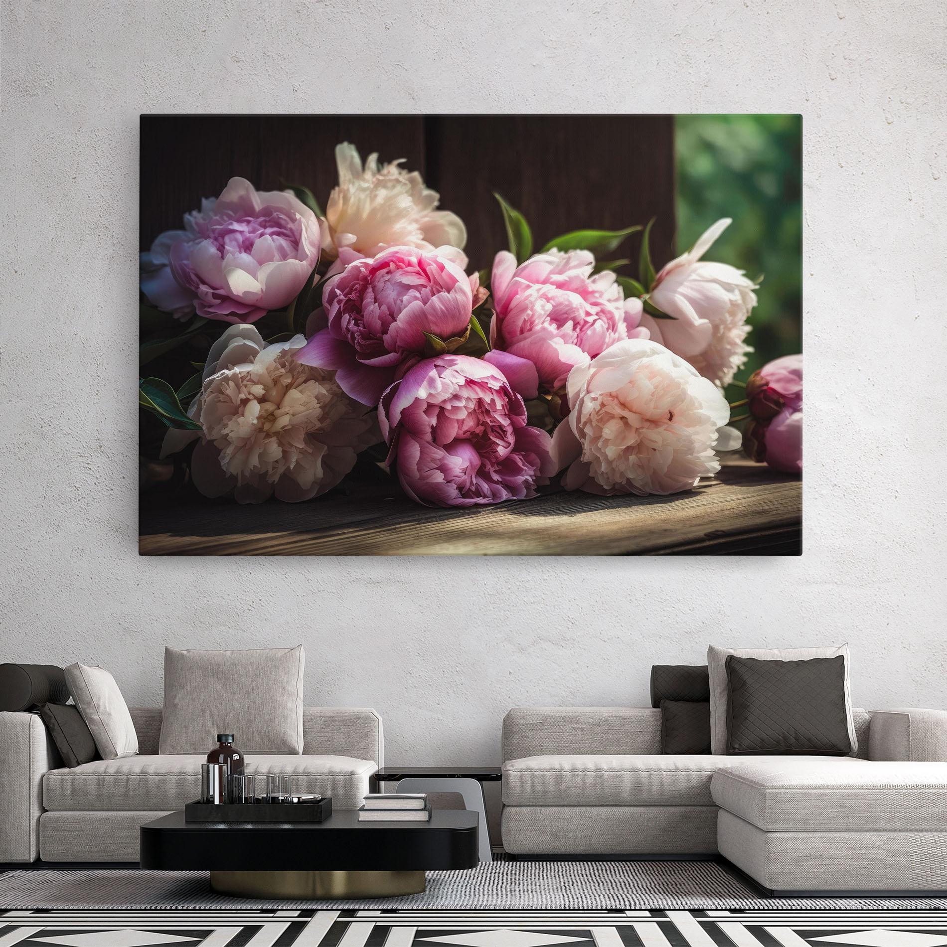 Leinwandbild Peonies On The Table mockup 2
