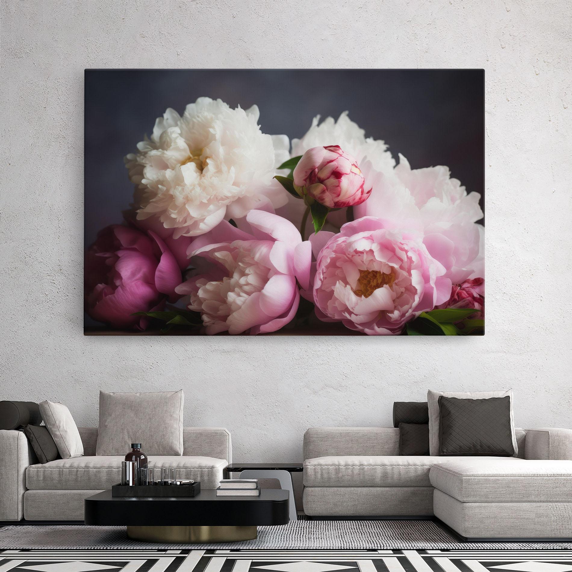 Leinwandbild Peonies With Grey mockup 2