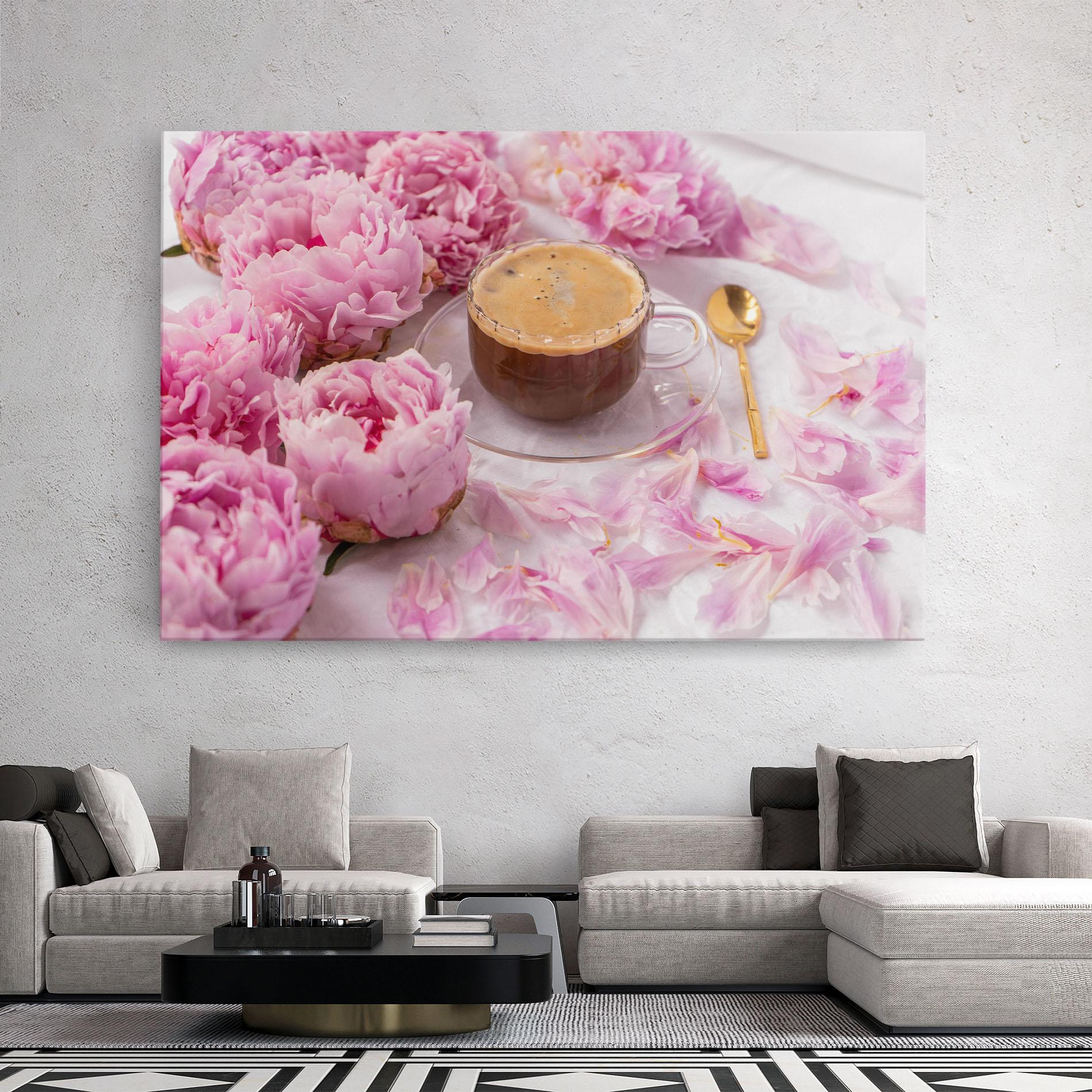 Leinwandbild Peony And Coffee mockup 2