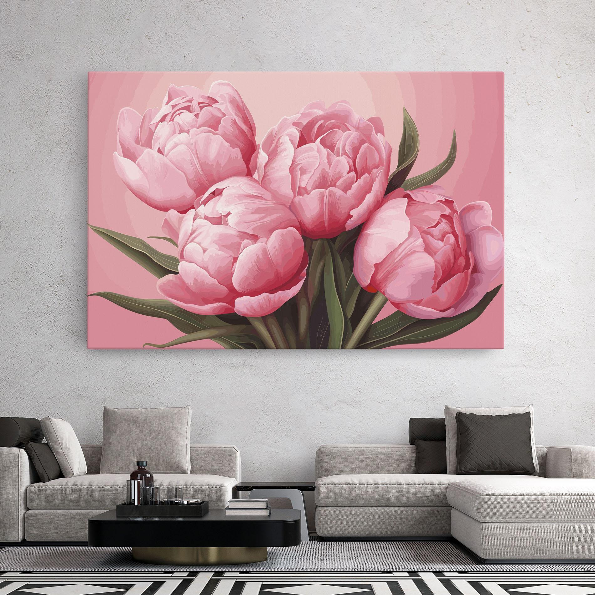 Leinwandbild Peony On Pink mockup 2