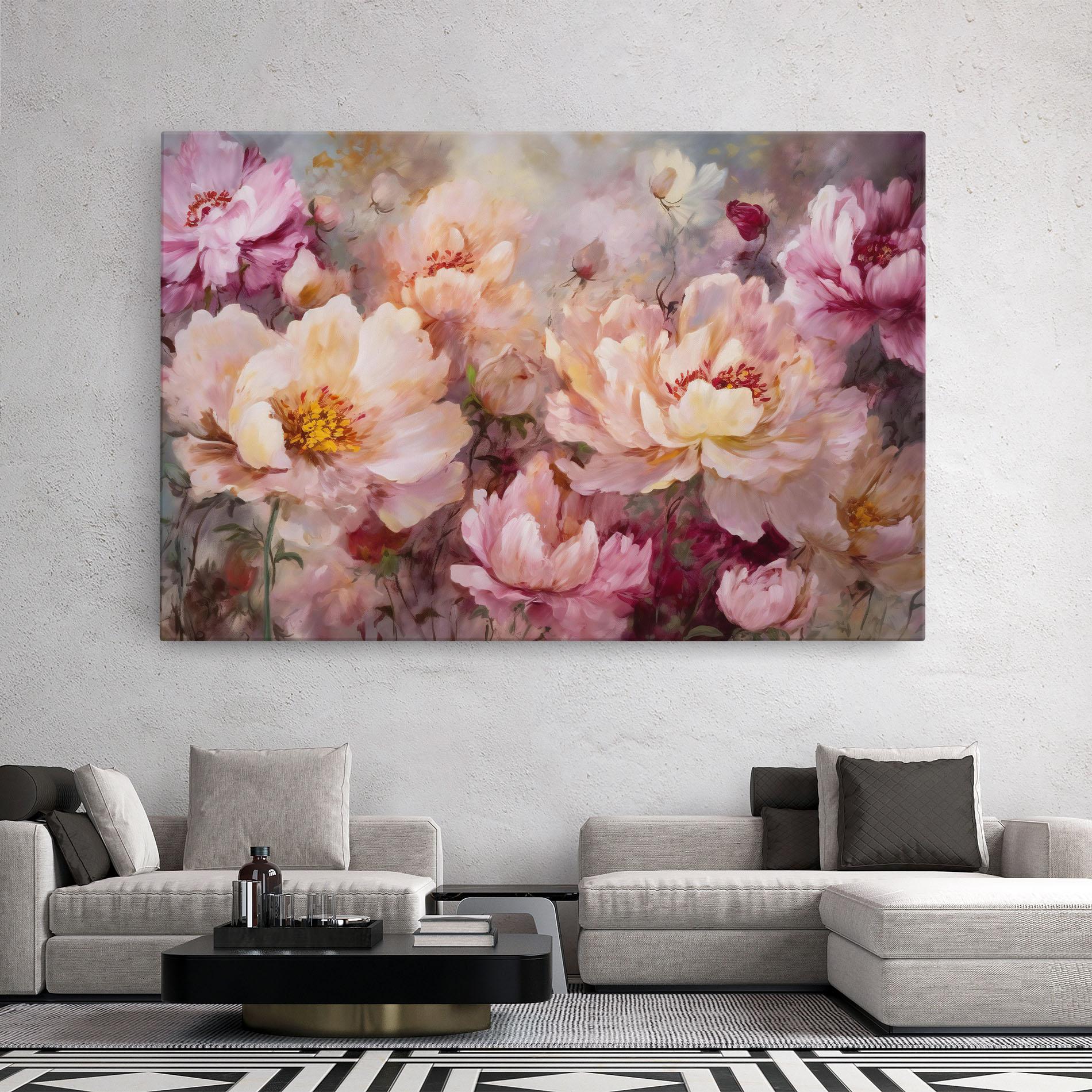 Leinwandbild Peony Painting Art mockup 2