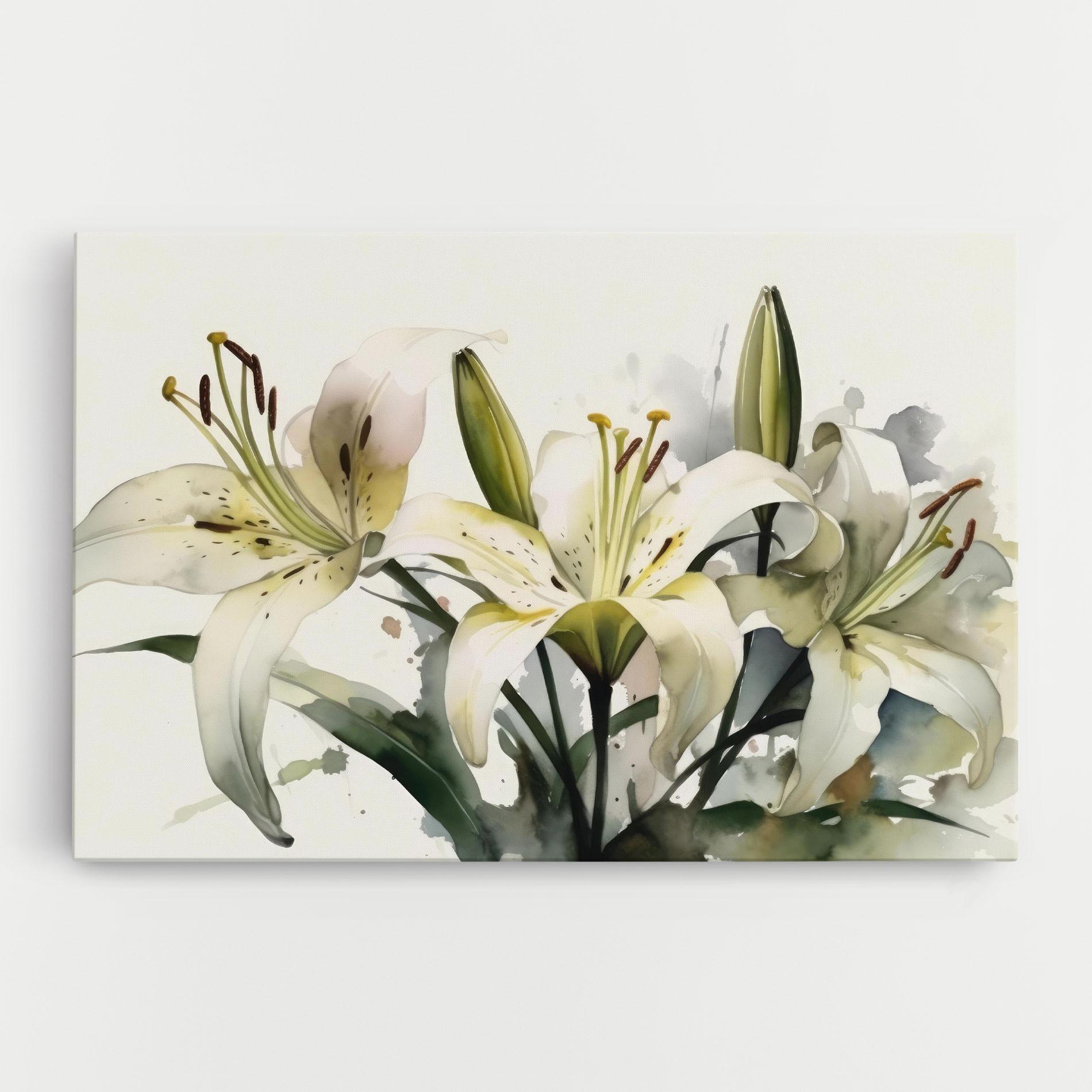 Leinwandbild Cute White Lily Painting mockup 0